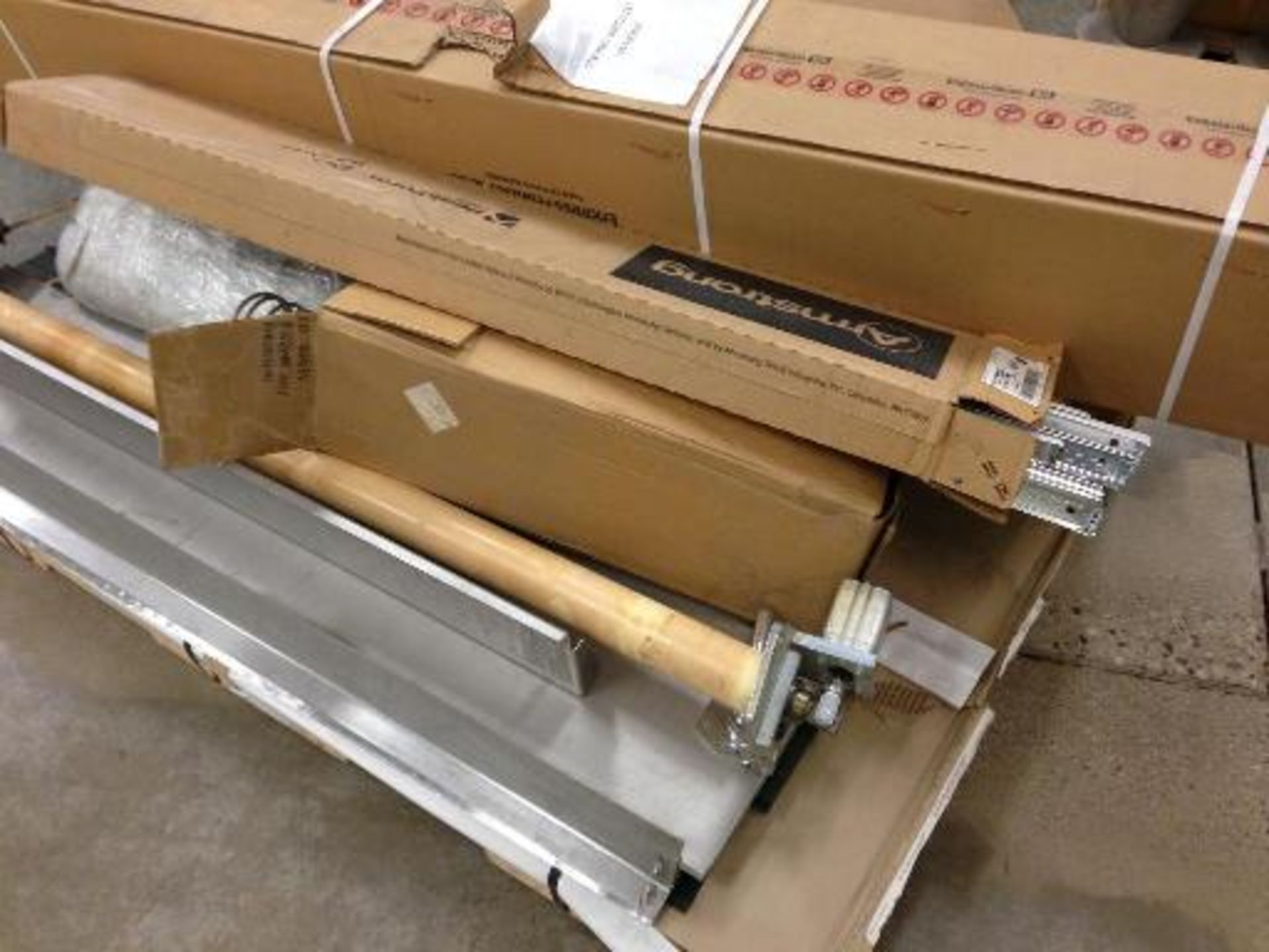 (8) pallets and a cart conveyer parts, heater parts, diaphragm pump parts (LOT) This item located in - Image 2 of 15