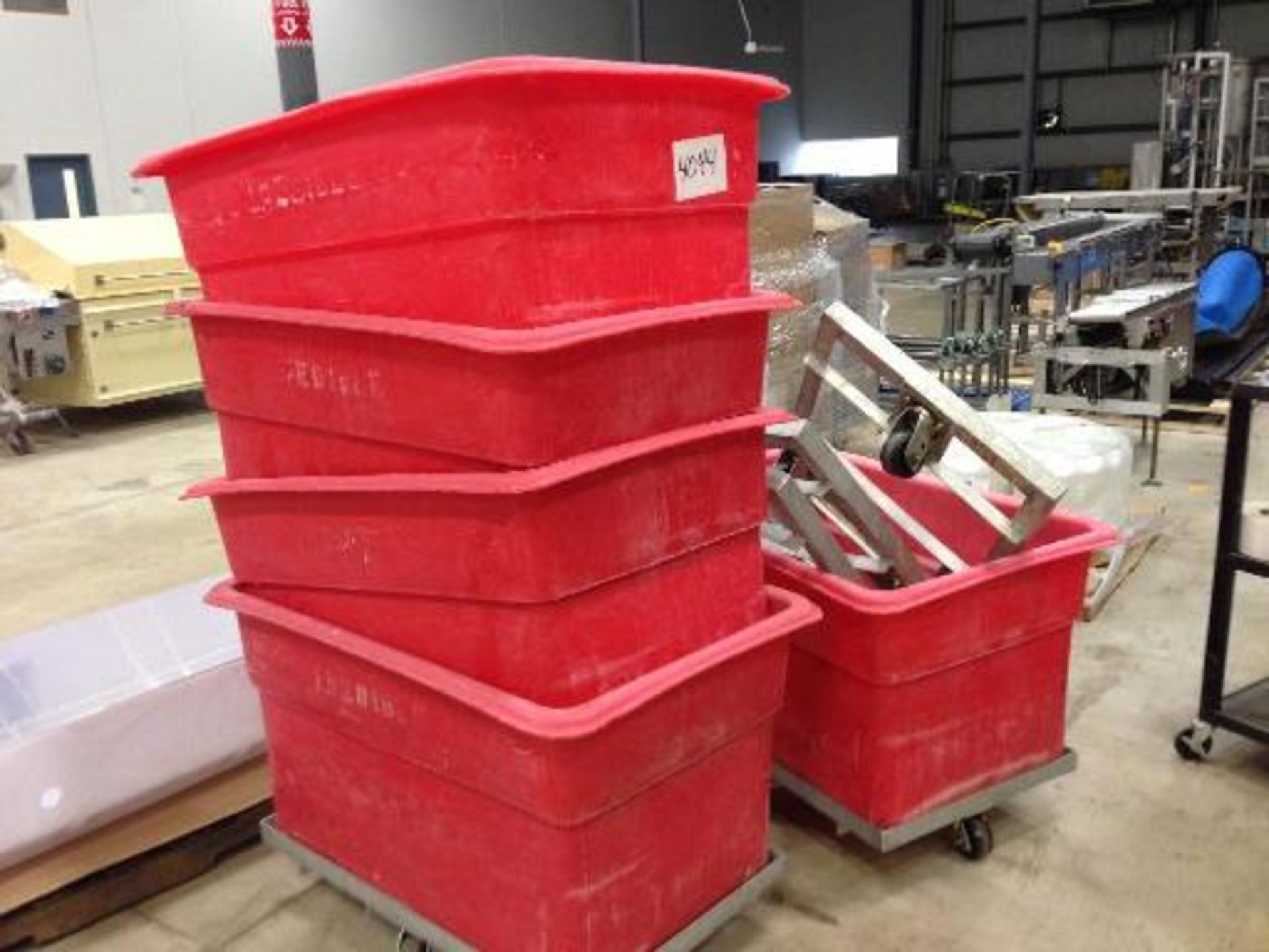 (5) red poly cart on wheels (LOT) This item located in Grand Rapids, Michigan **__ A Rigging Fee - Image 2 of 3
