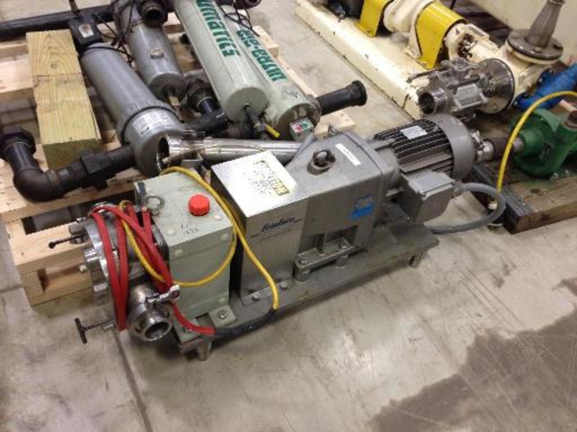 Fristam PD pump model FLK 50, s/n 007725 with electric motor and drive. This item located in Grand