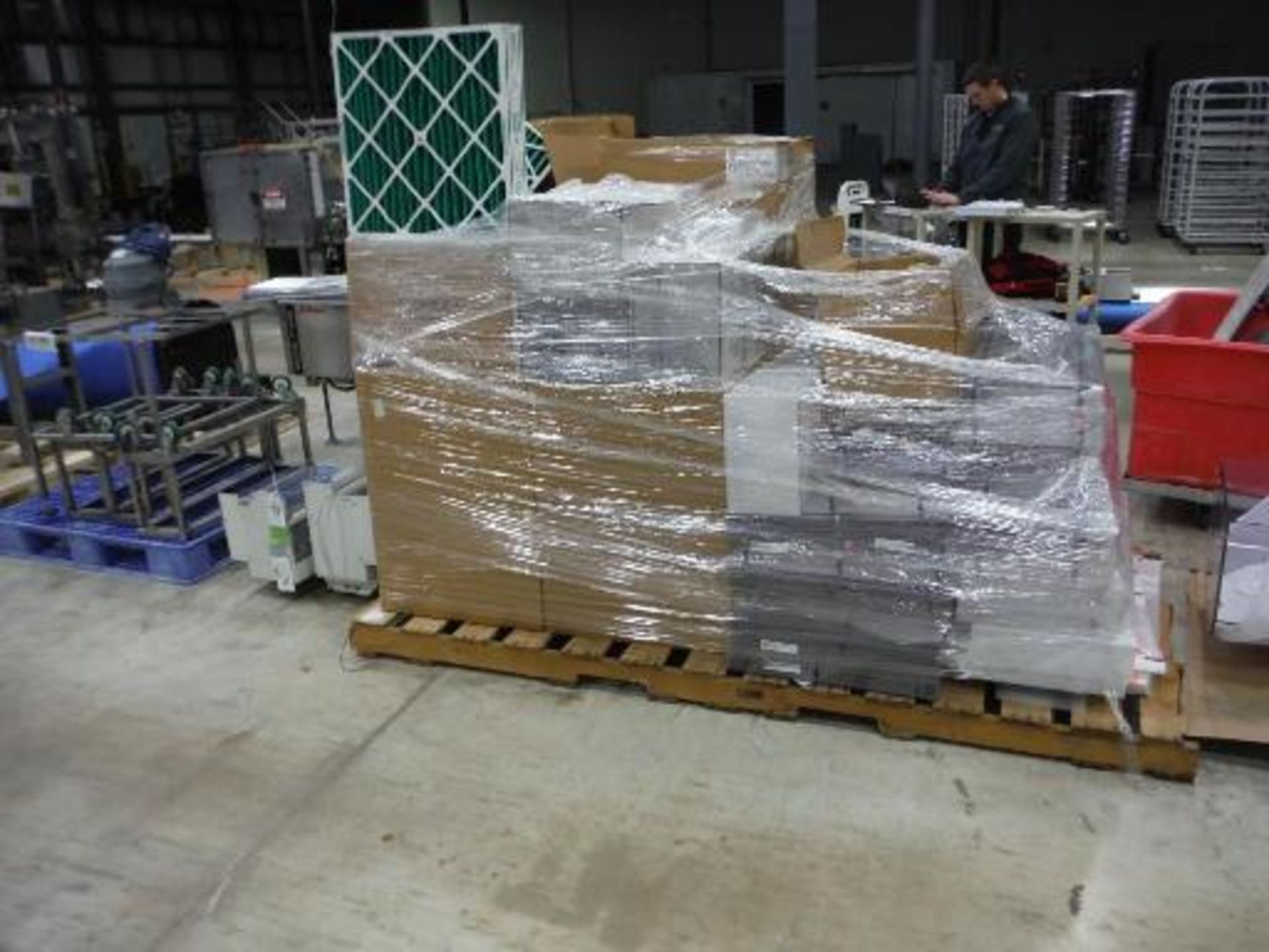 Plexi-glasscovers, w/ pallet of new air filters This item located in Grand Rapids, Michigan **__ A - Image 3 of 4