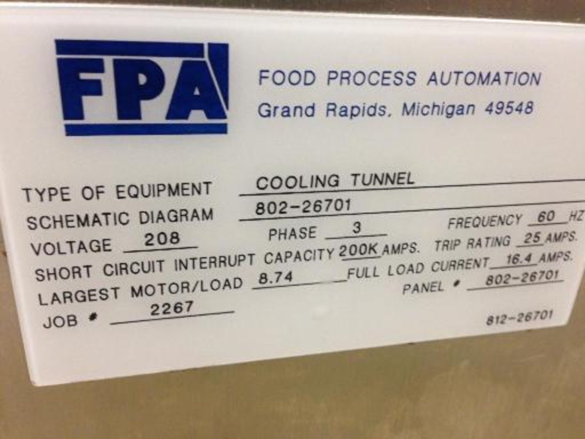 PSA cooling tunnel, Model 46003200i, s/n 226701 with compressor This item located in Grand Rapids, - Image 7 of 13