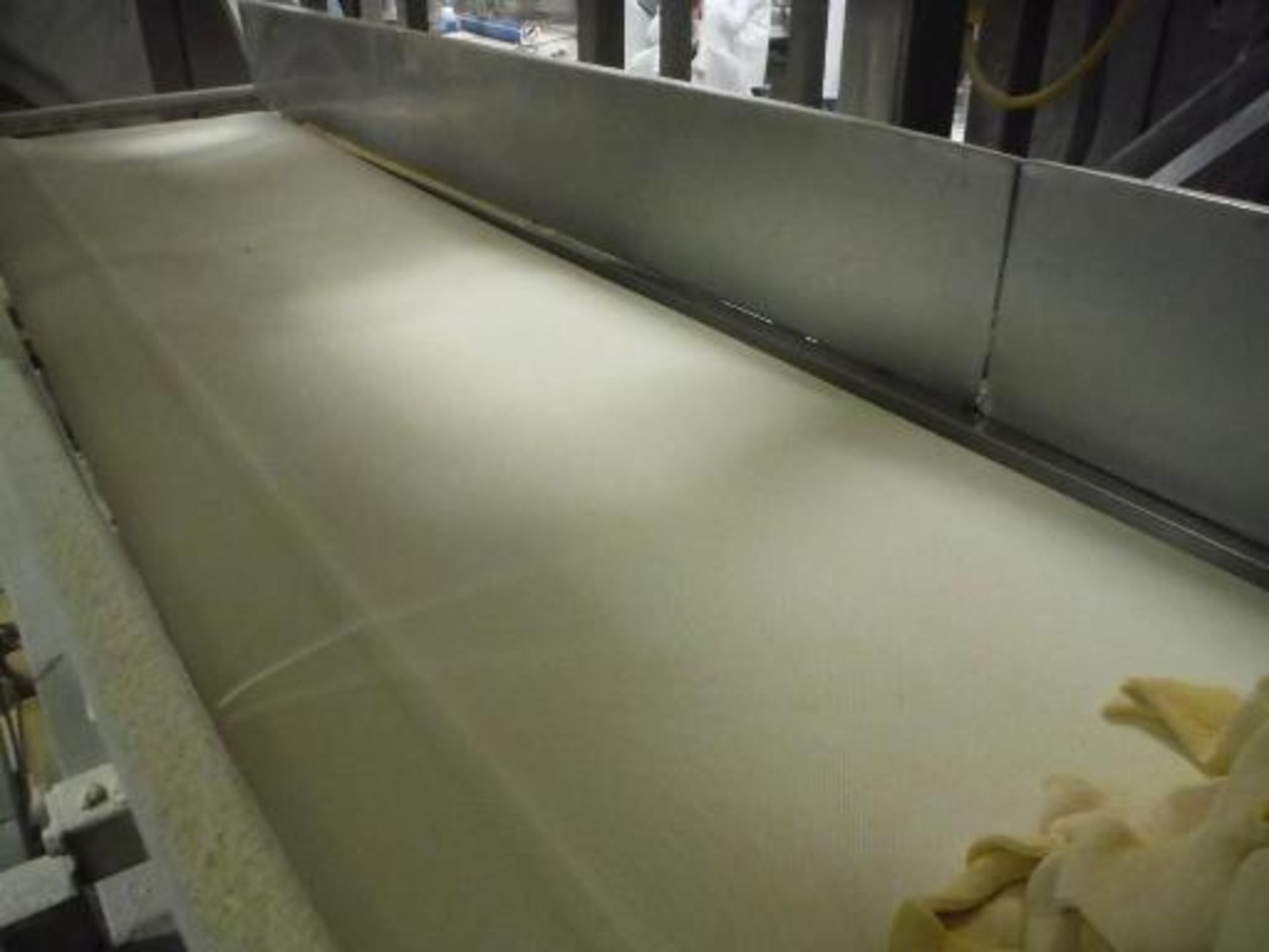 Scale conveyor, white sanitary belt, 146 in. long x 10 in. wide, SS frame, with drive   __This - Image 2 of 6