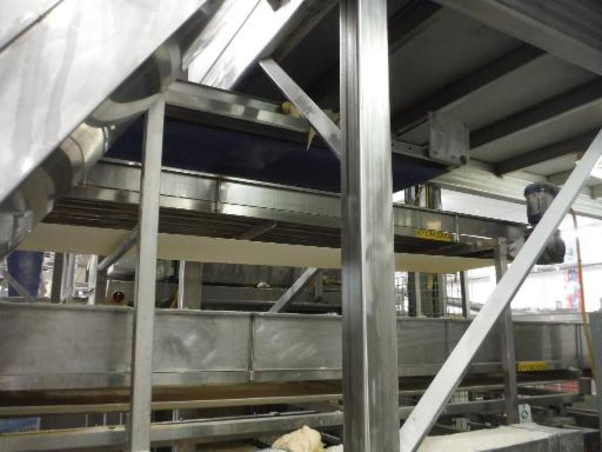 Scale conveyor, white sanitary belt, 146 in. long x 10 in. wide, SS frame, with drive   __This