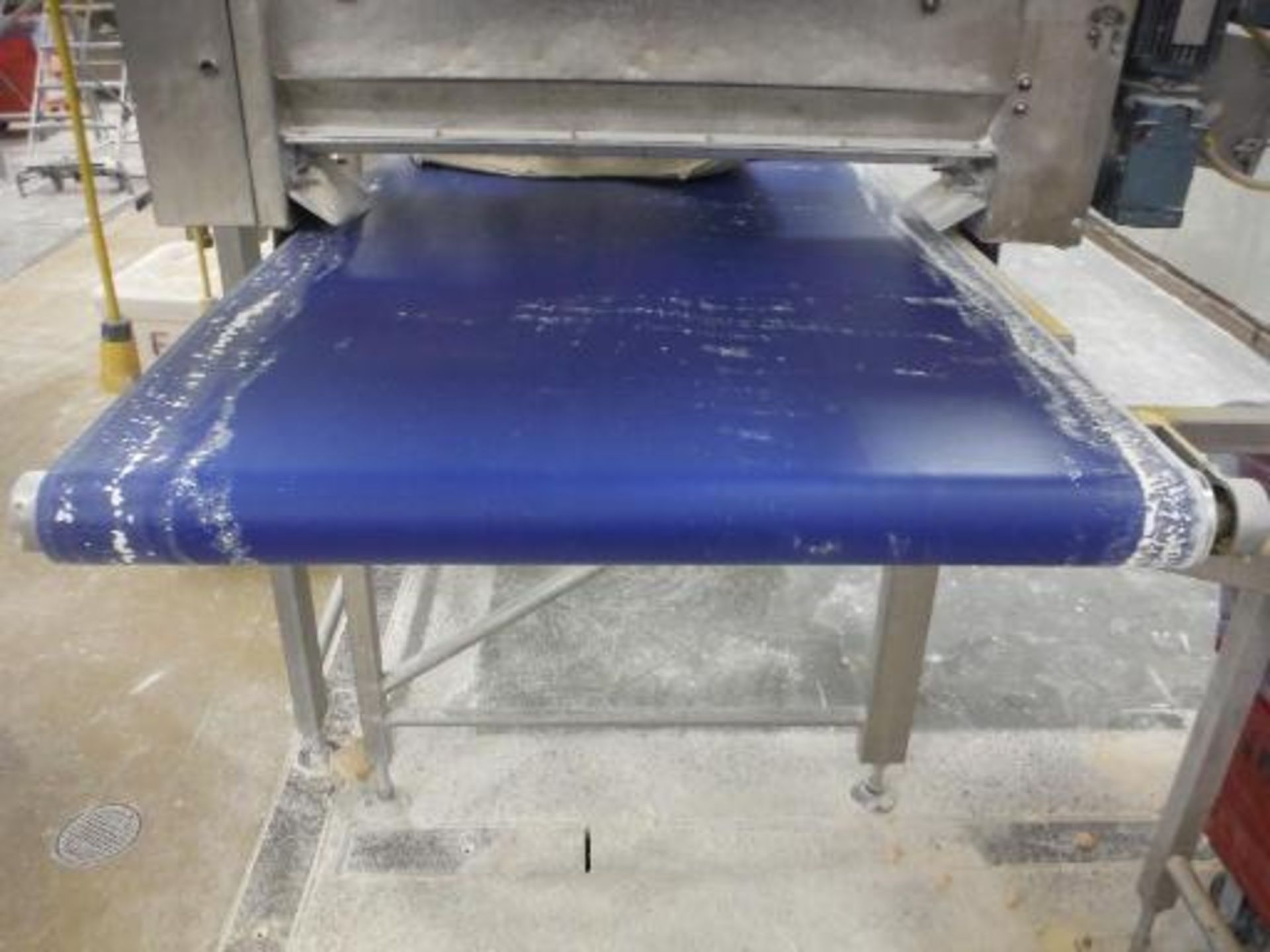 Belt conveyor, blue sanitary belt, 23 ft. long x 36 in. wide x 52 in. tall, SS frame with drive - Image 2 of 5
