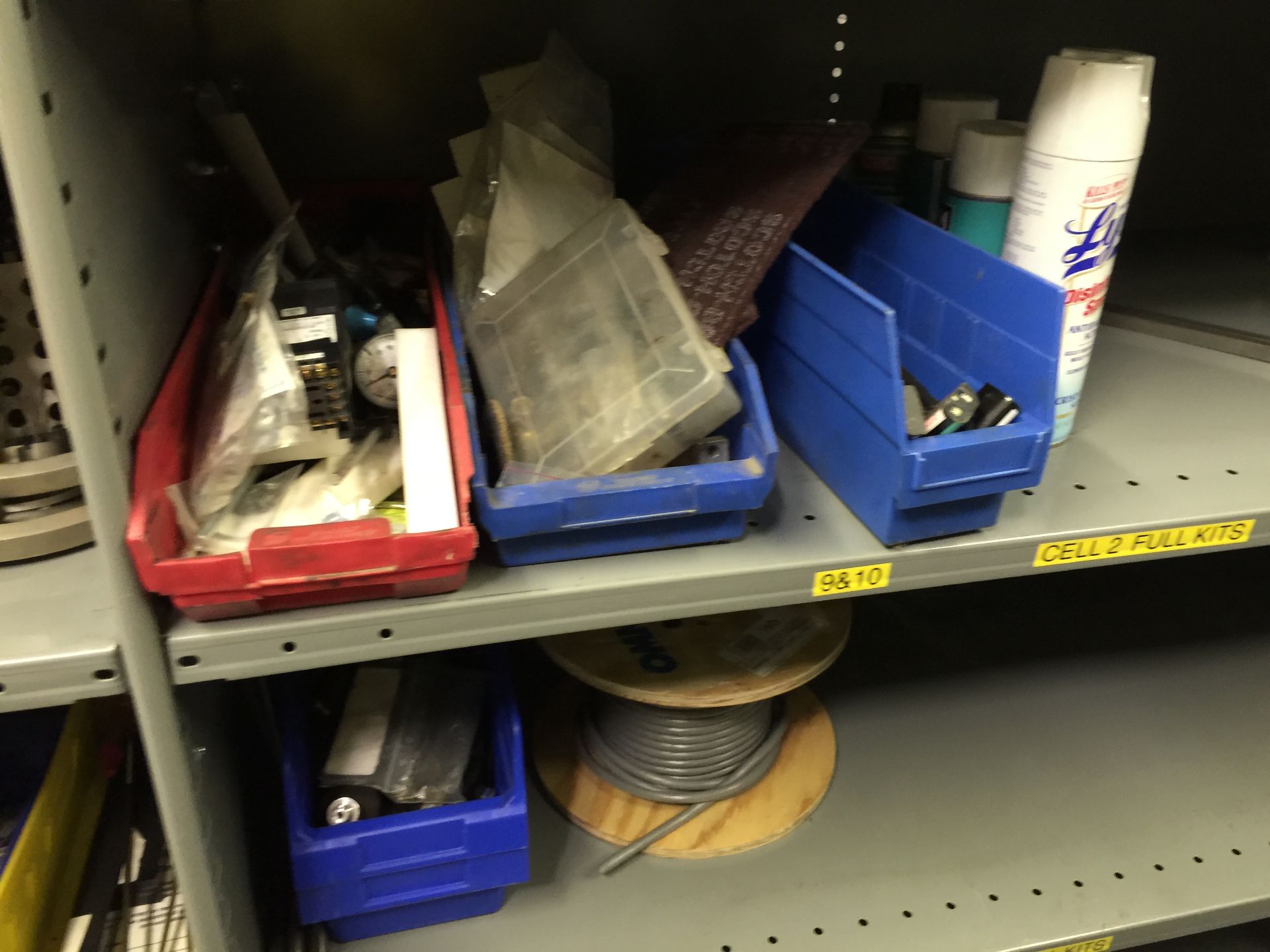 (9) sections grey metal shelving with misc. contents.  (LOT). Located in Marion, Ohio - Image 5 of 8