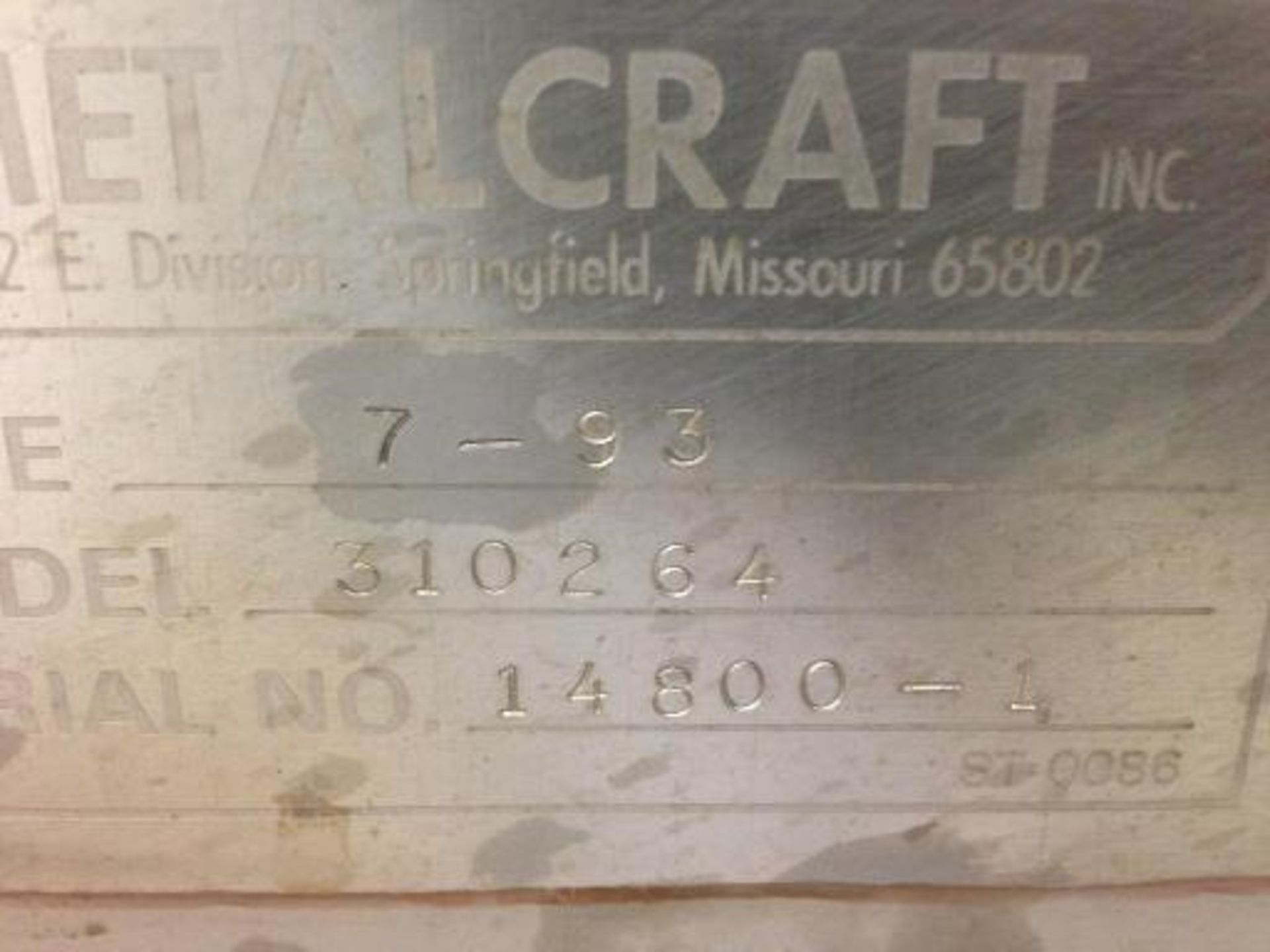 (1993) Custom Metal Craft SS Screw Incline Auger, Model 310264, s/n 14800-1, 10 inch dia x 12 feet - Image 7 of 13