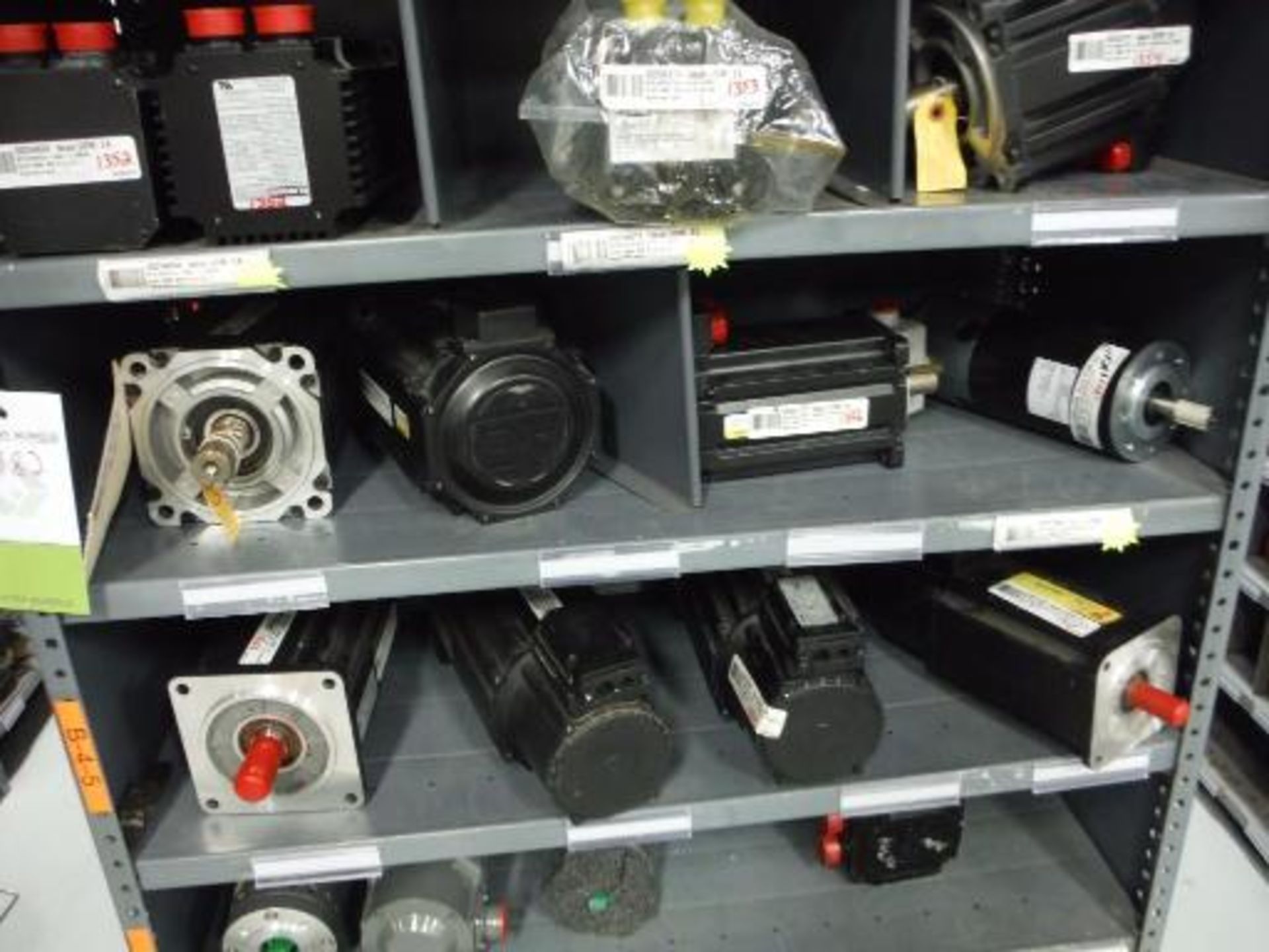 (7) MS Shelves with contents, including miscellaneous gearboxes, motors and parts. Located in - Image 3 of 30