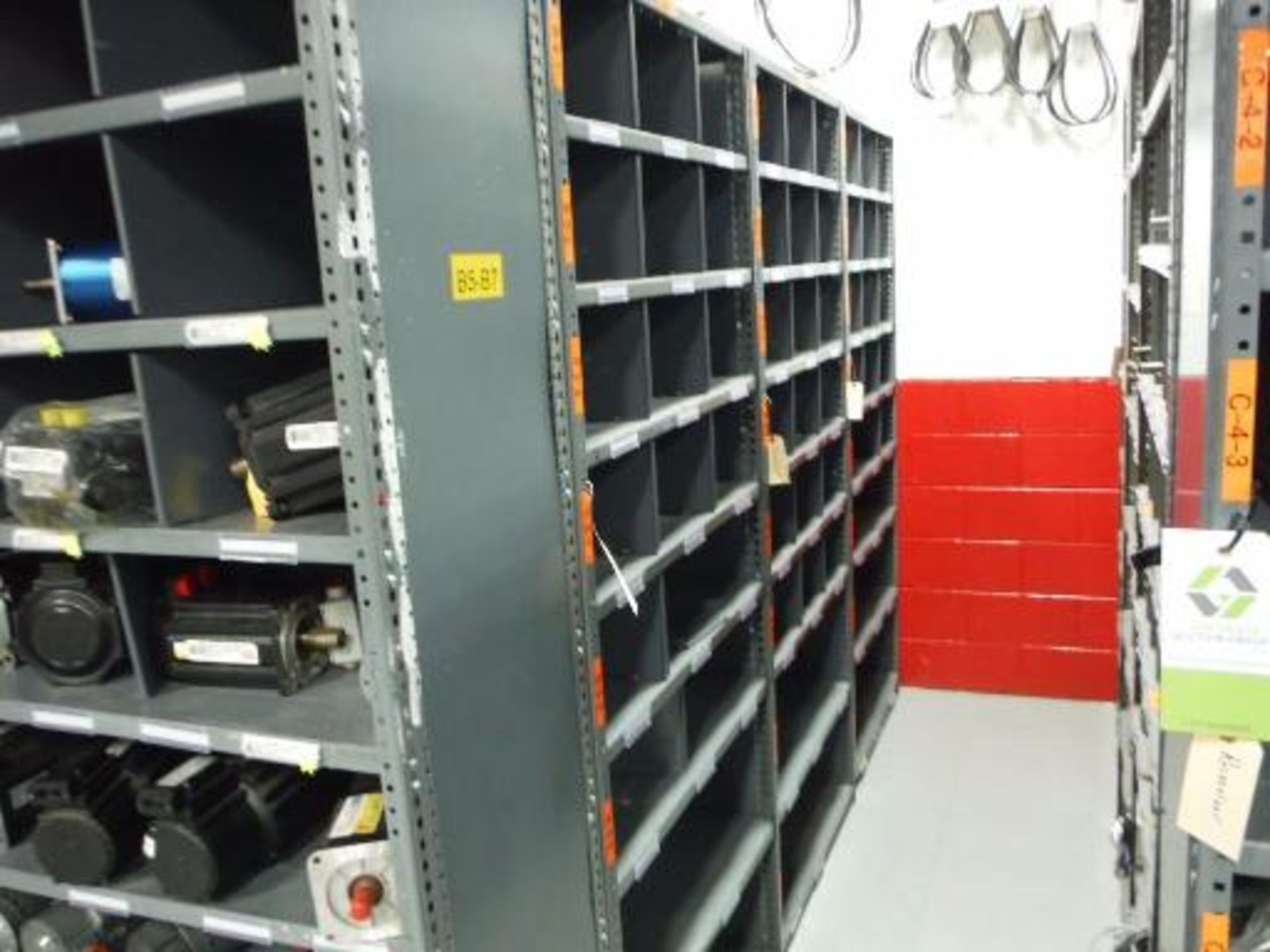 (7) MS Shelves with contents, including miscellaneous gearboxes, motors and parts. Located in - Image 14 of 30