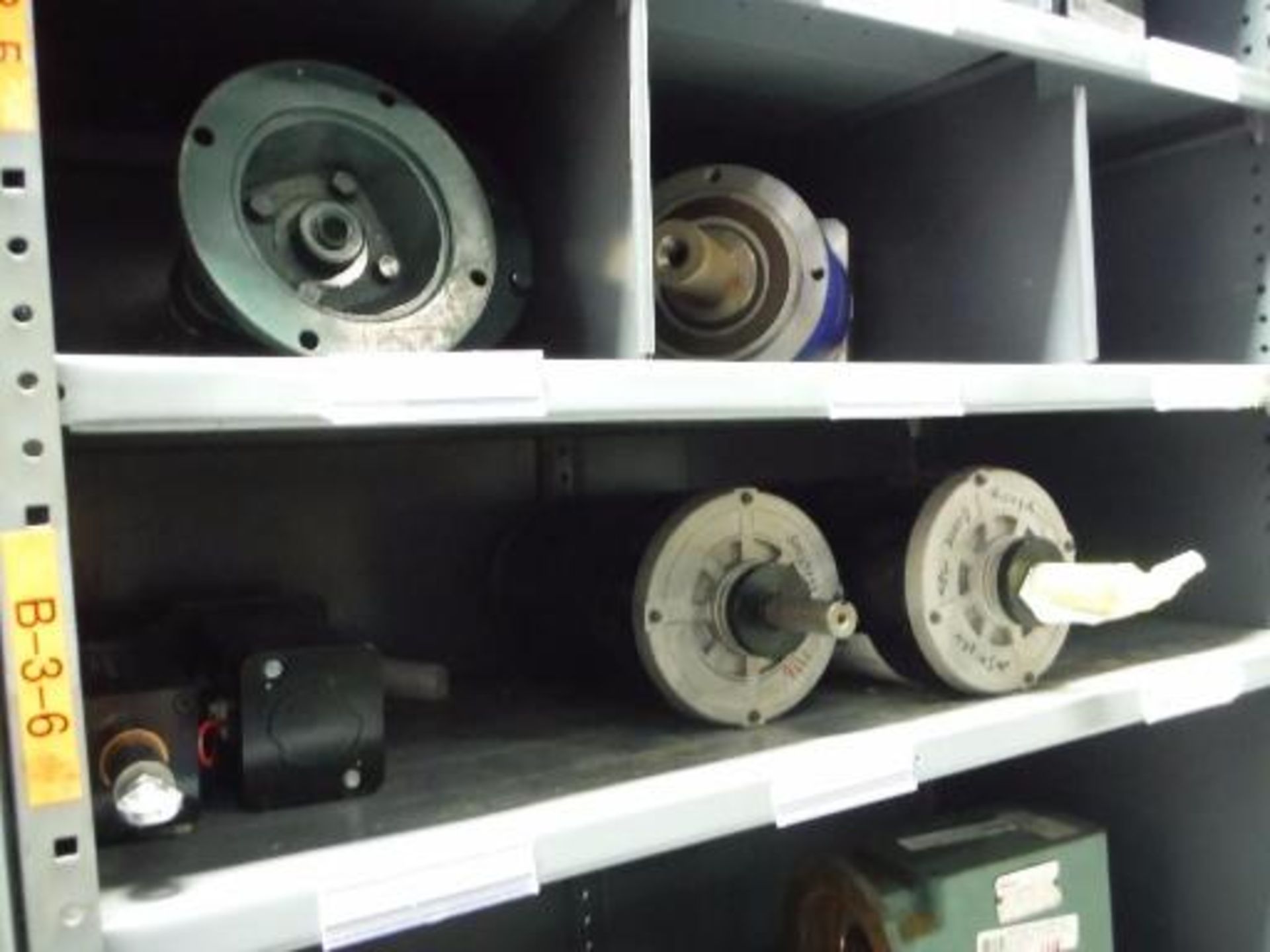 (7) MS Shelves with contents, including miscellaneous gearboxes, motors and parts. Located in - Image 11 of 30