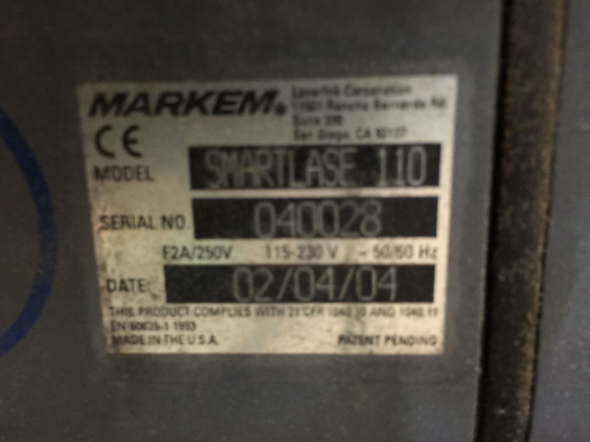 Markem smart laser coder. Located in Marion, Ohio Rigging Fee: $150 - Image 4 of 4