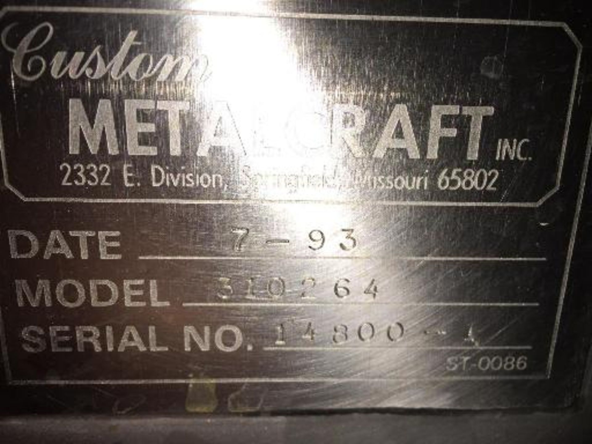 (1993) Custom Metal Craft SS Screw Incline Auger, Model 310264, s/n 14800-1, 10 inch dia x 12 feet - Image 9 of 13