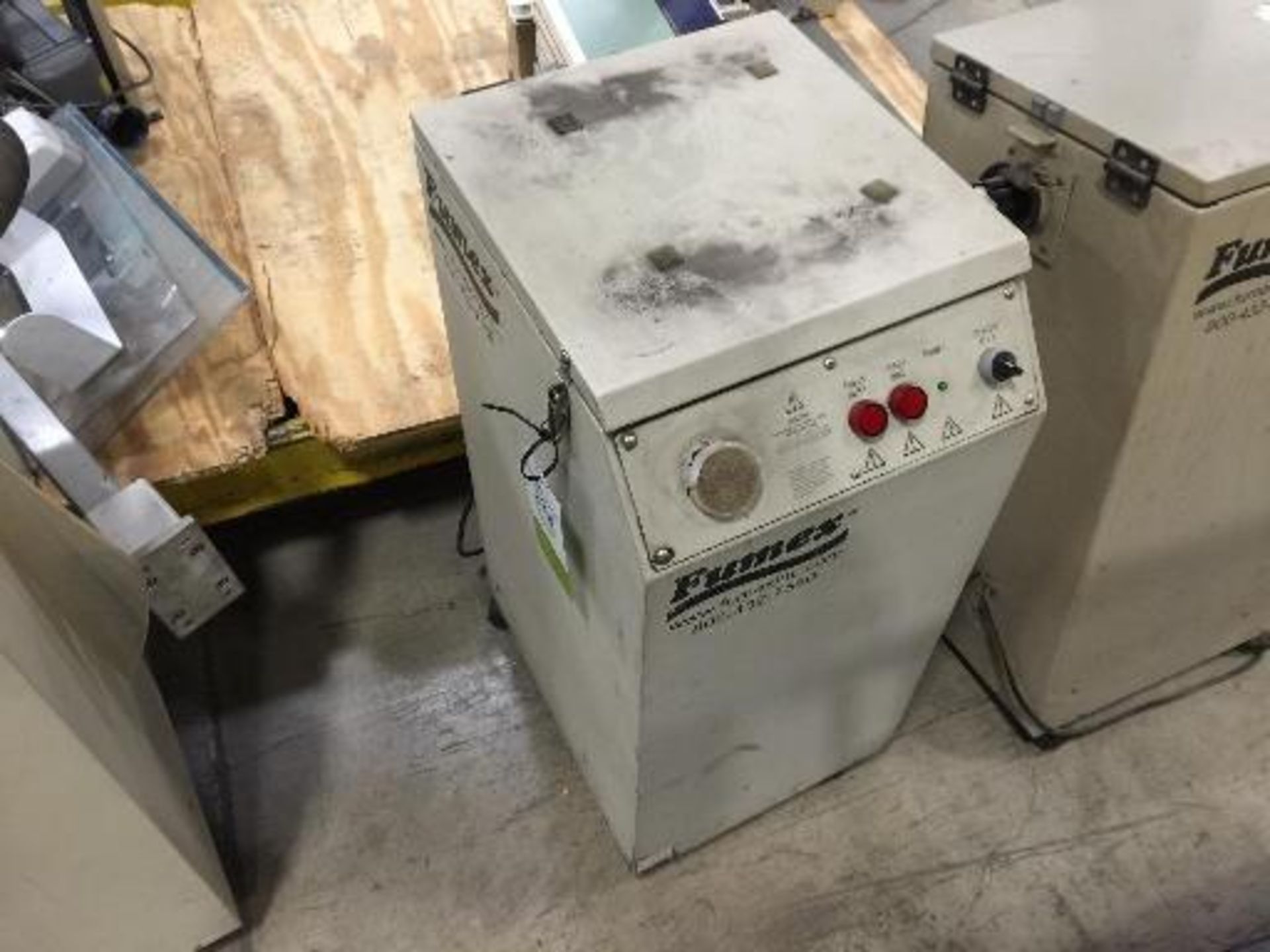 Fumex fume cabinet with pole for mounting fixture. (NO LASER). Located in Marion, Ohio Rigging