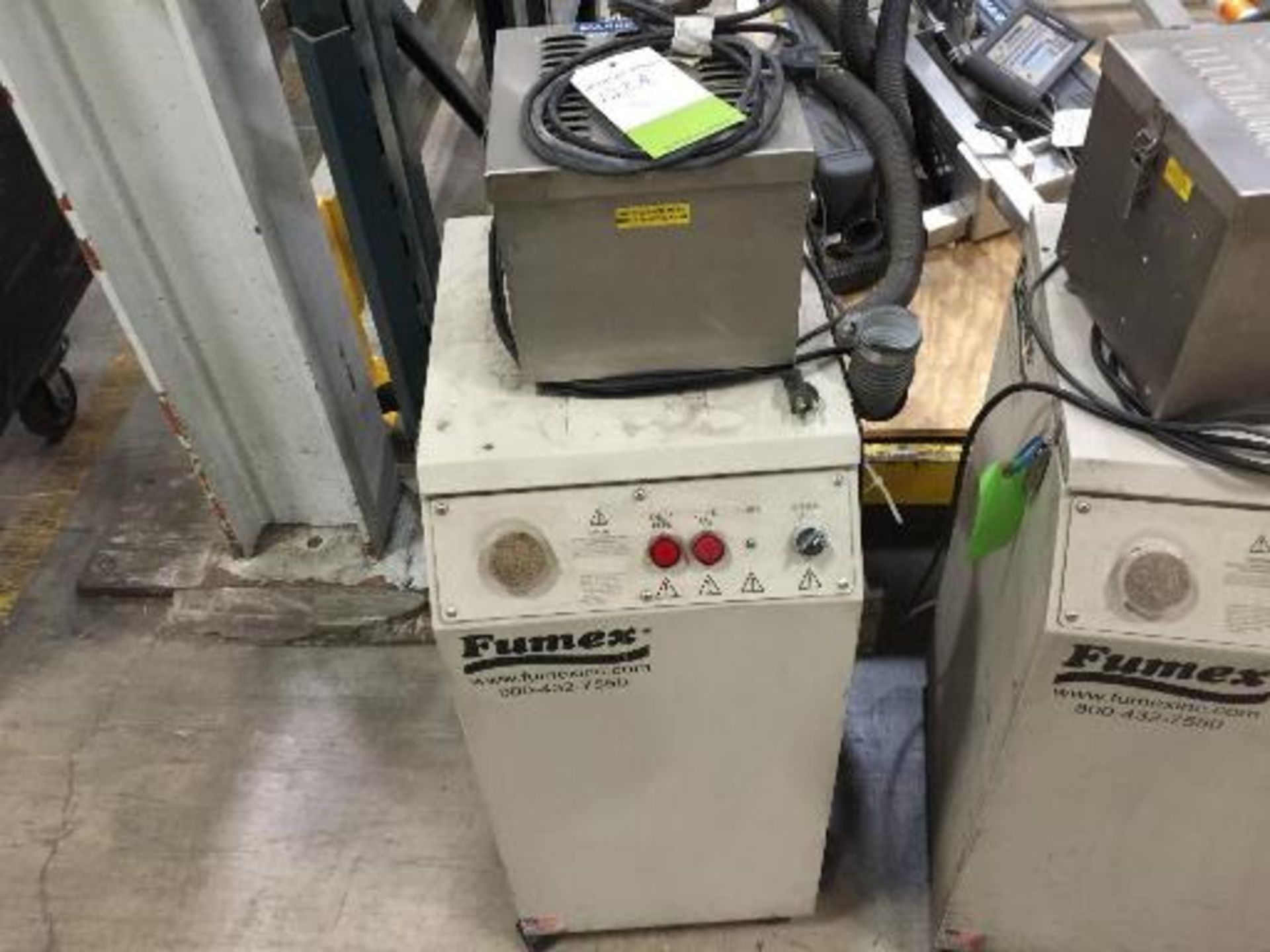 Markem smart laser 110 with Fumex fune cabinet and mounting pole. Located in Marion, Ohio Rigging