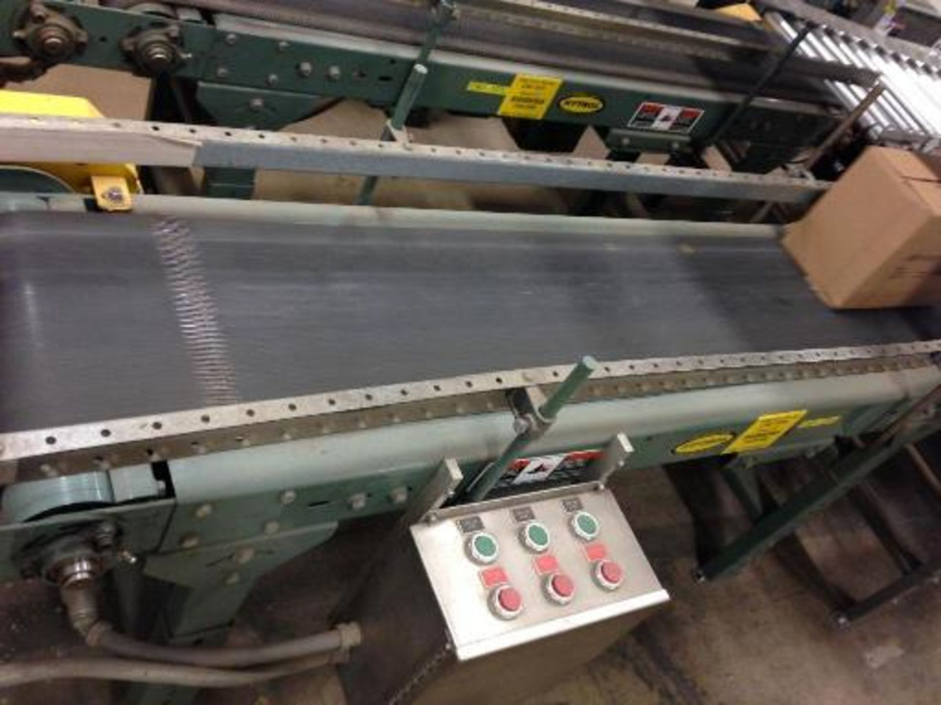 Hytrol belt conveyor16 inch x 5 feet long. Located in Marion, Ohio Rigging Fee: $200