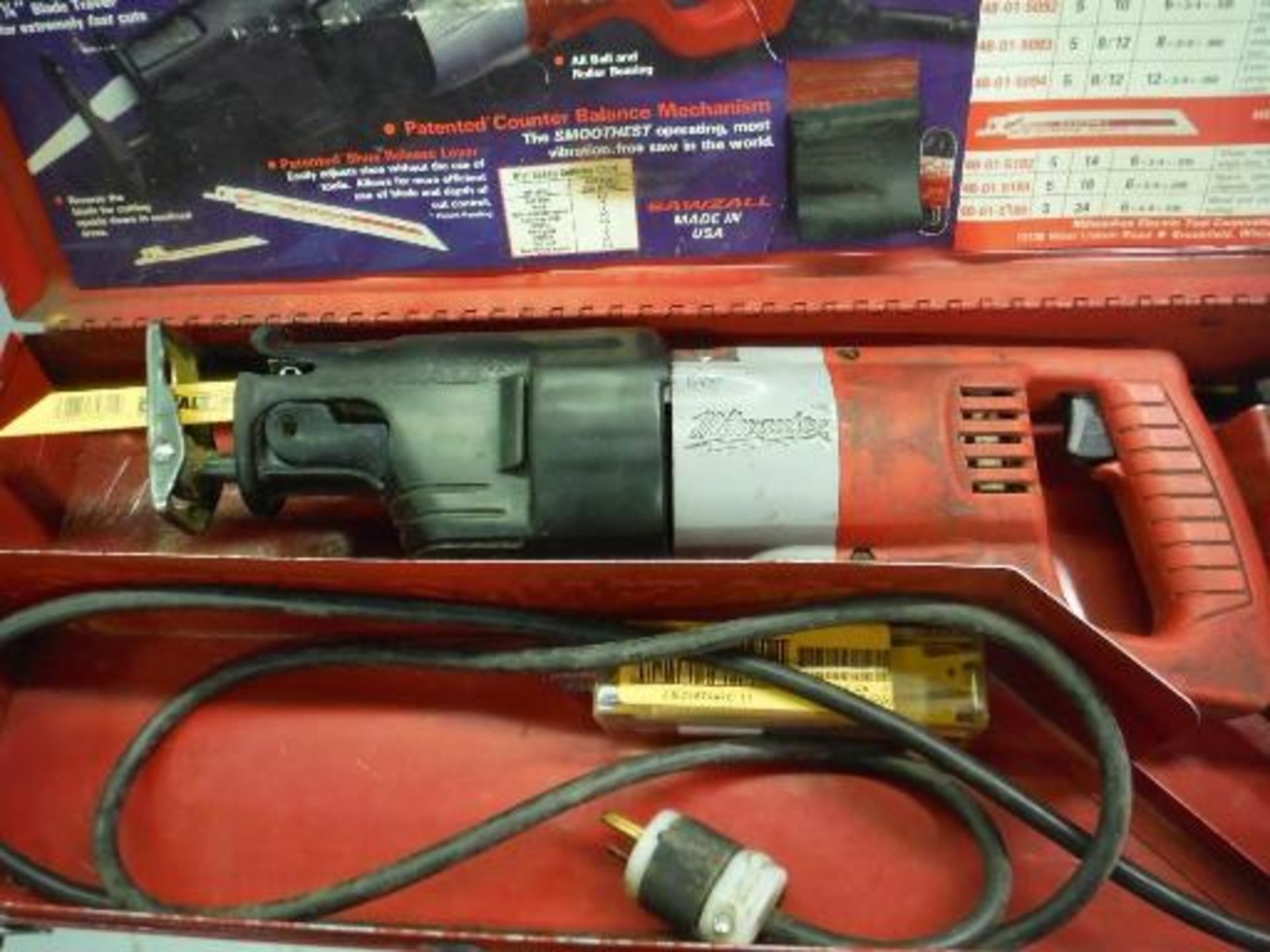 Milwaukee electric high performance super sawzall. Located in Marion, Ohio Rigging Fee: $25