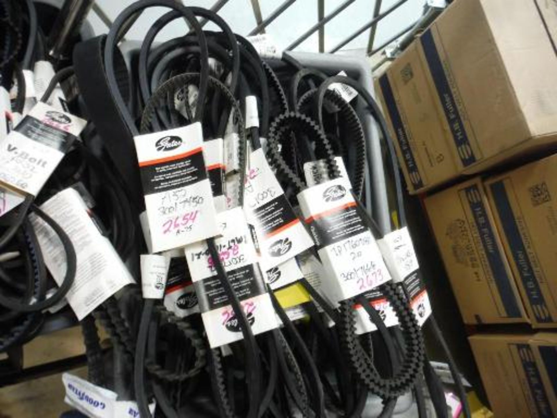 Lot of New assorted V-belts, and light bulbs. Located in Marion, Ohio Rigging Fee: $25 - Image 3 of 3