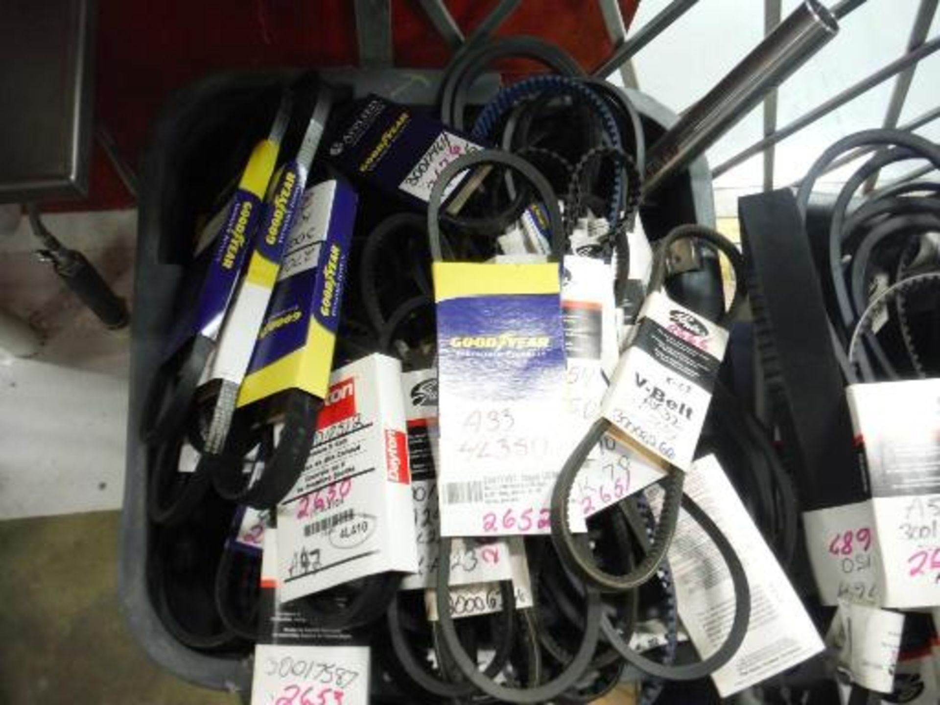Lot of New assorted V-belts, and light bulbs. Located in Marion, Ohio Rigging Fee: $25 - Image 2 of 3