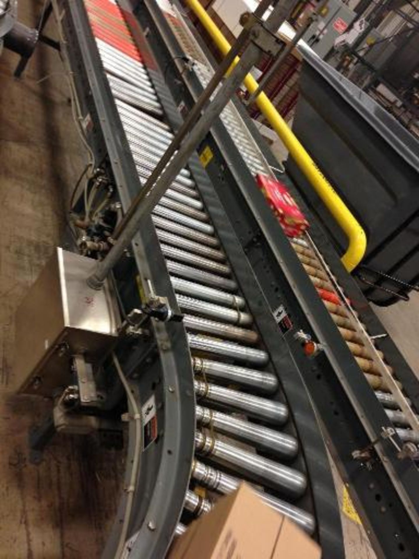 Full case conveyor 40 feet long to palletized (line 13) right to left stand alone line. Located in - Image 3 of 6