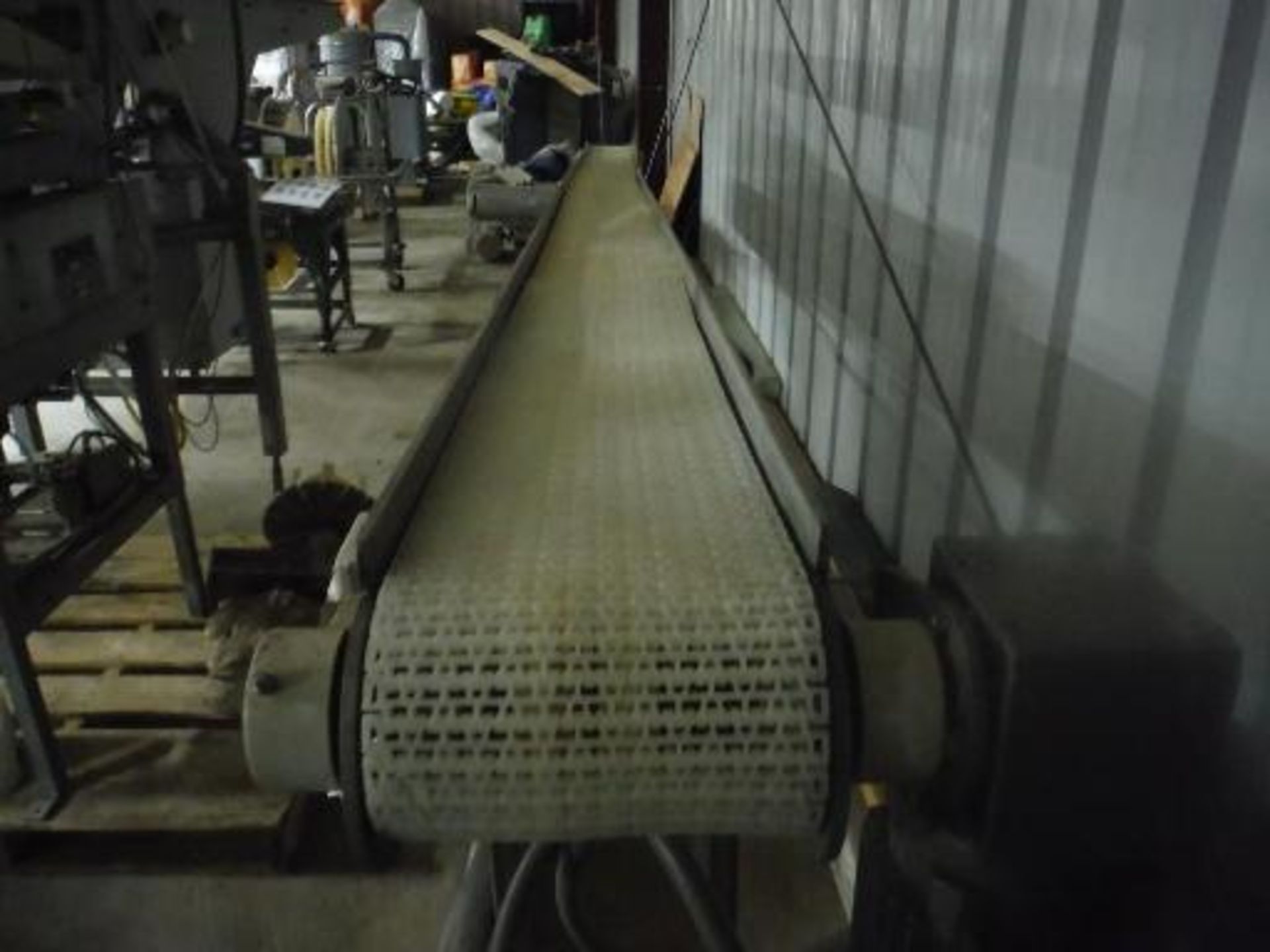 SS Conveyor, 14 ft. long x 7 in. wide, white plastic interlock belt, 3 Phase motor, 1.15HP, 230/460, - Image 2 of 4