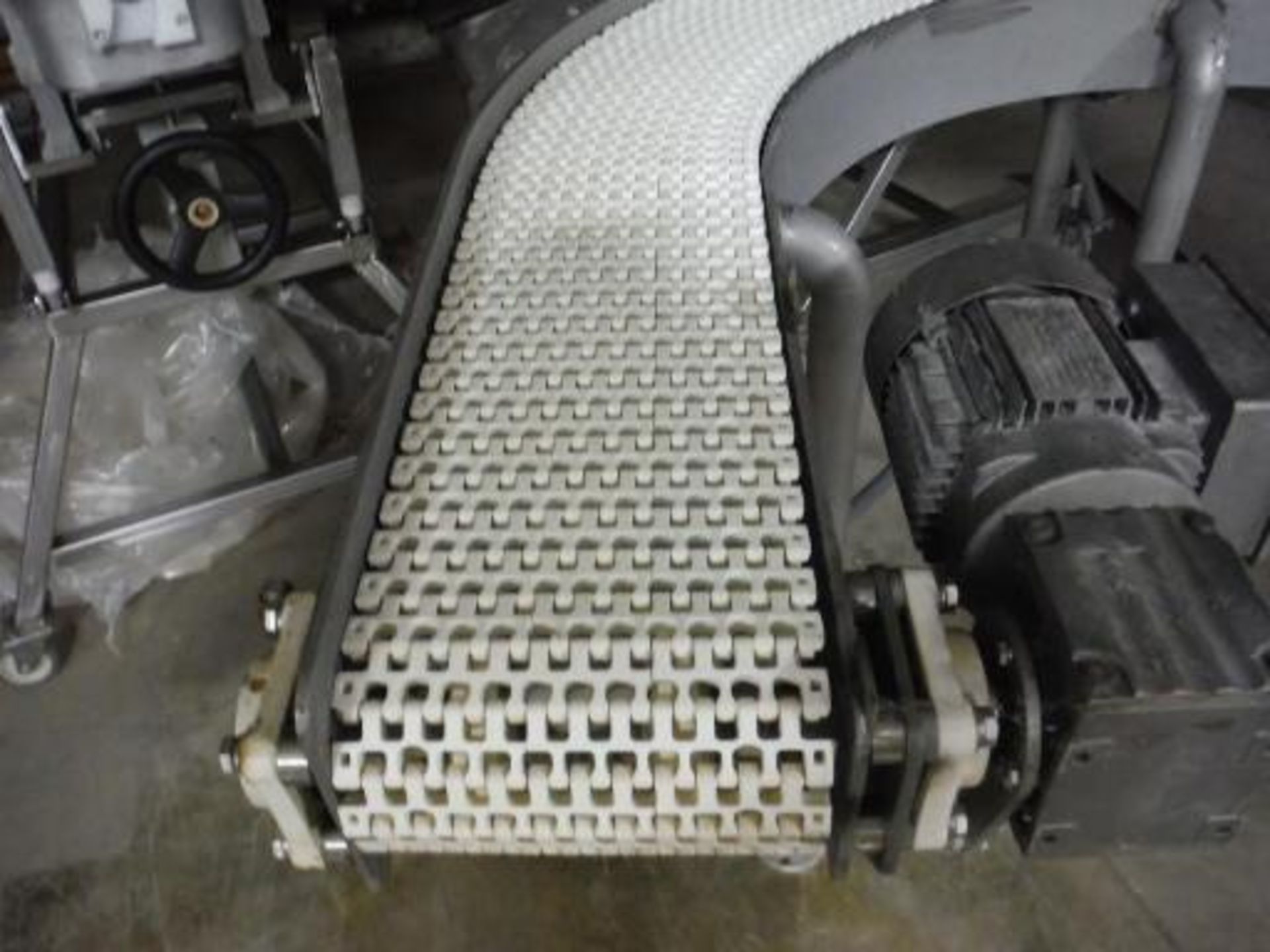 U-Shaped SS conveyor 8 in. wide, Sew motor and drive 3 hp, 3 Ph 230/460 V, overall dimensions 56 in. - Image 2 of 3