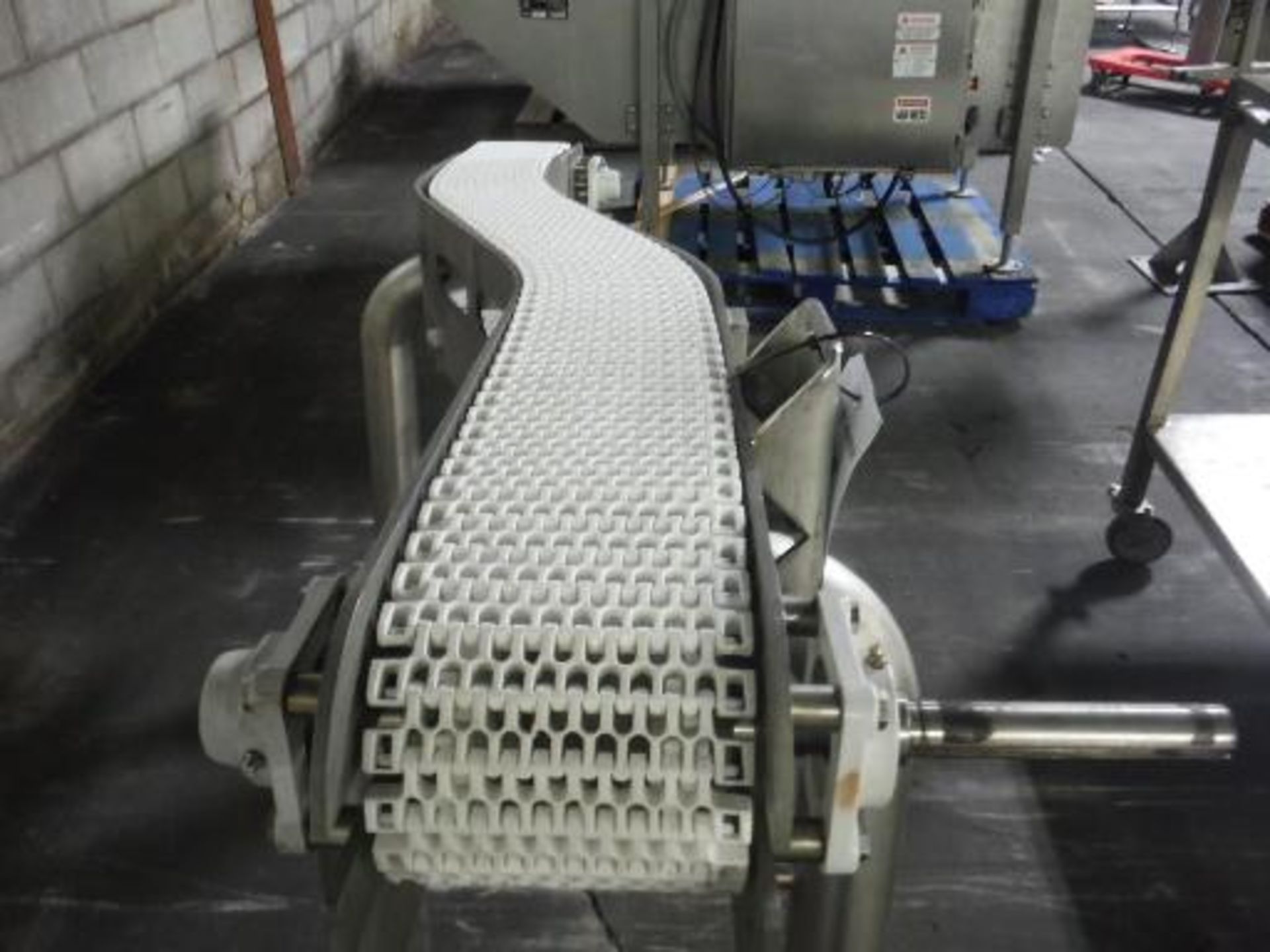 Powered S Conveyor, plastic interlock belt 68 in. long x 6 in. wide x 38 in. tall, SS frame, missing - Image 2 of 2