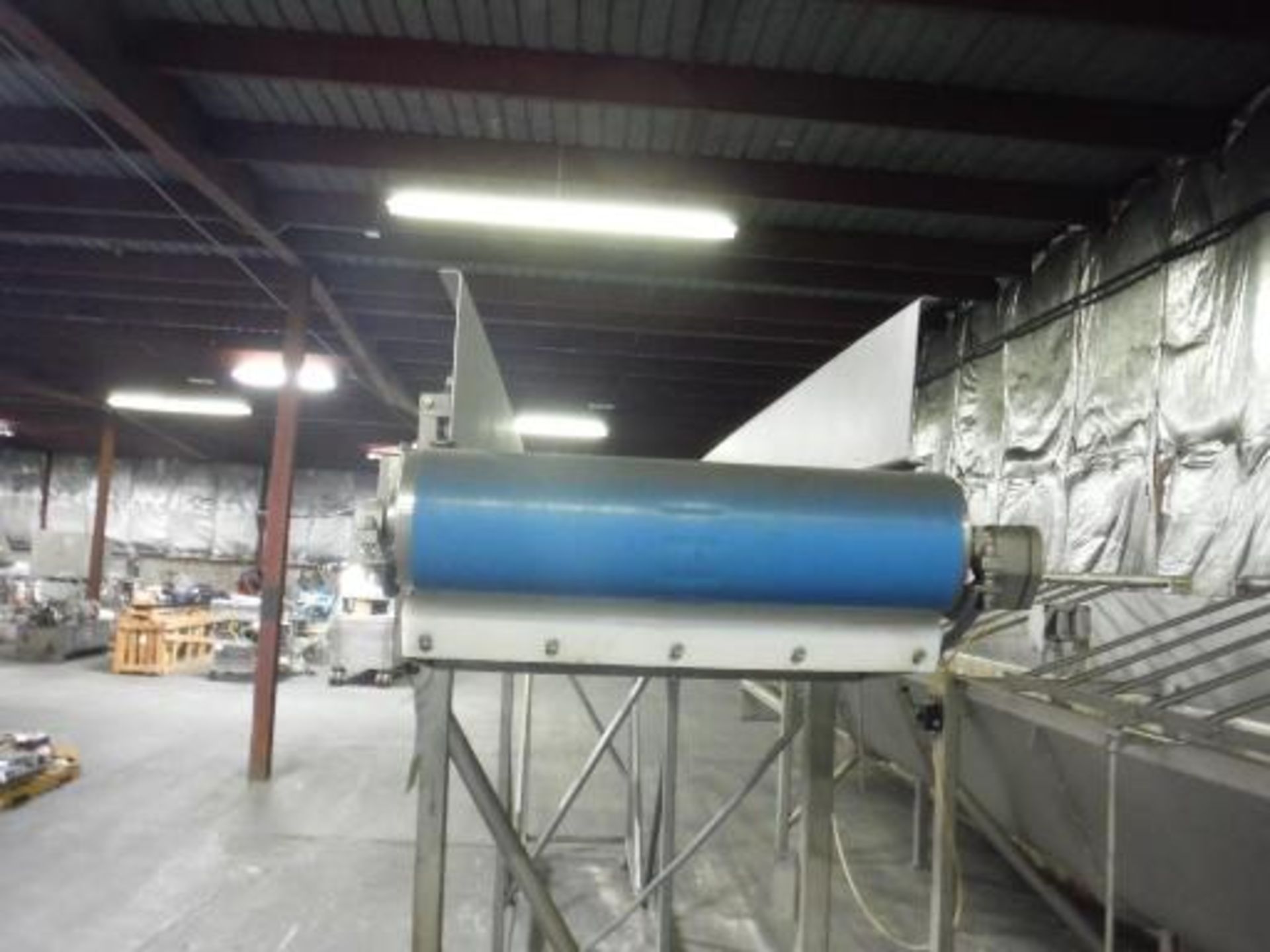 Overhead meat conveyor, 22 ft long x 24 in. wide x 84 in. tall, SS frame This item is located in - Image 2 of 3