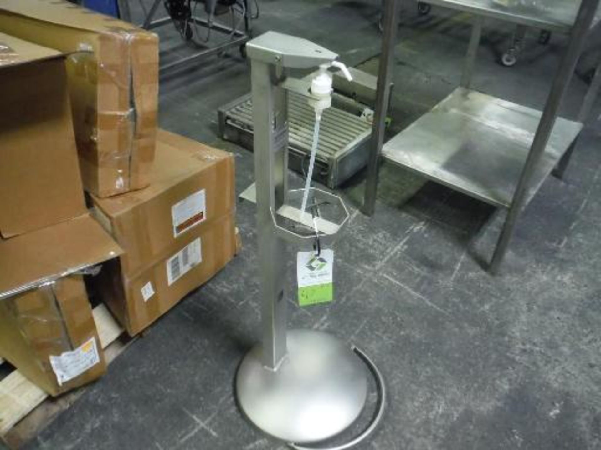 (4) Best Sanitation foot operated pump dispensor, SS frame (LOT) This item is located in