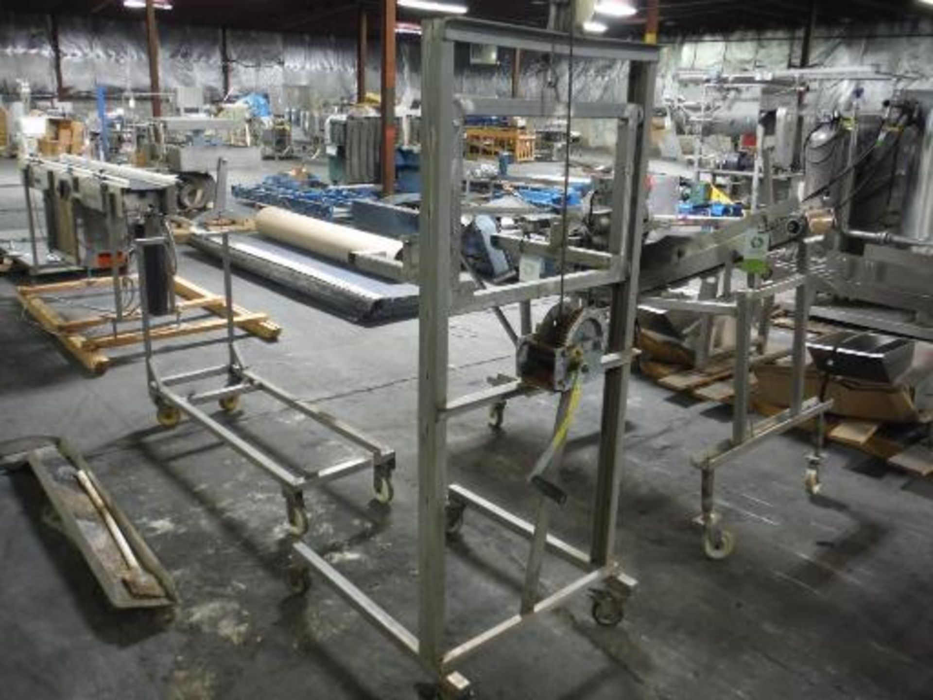 Manual lift, cable crank, SS frame, casters This item is located in Wisconsin **__ A Rigging Fee