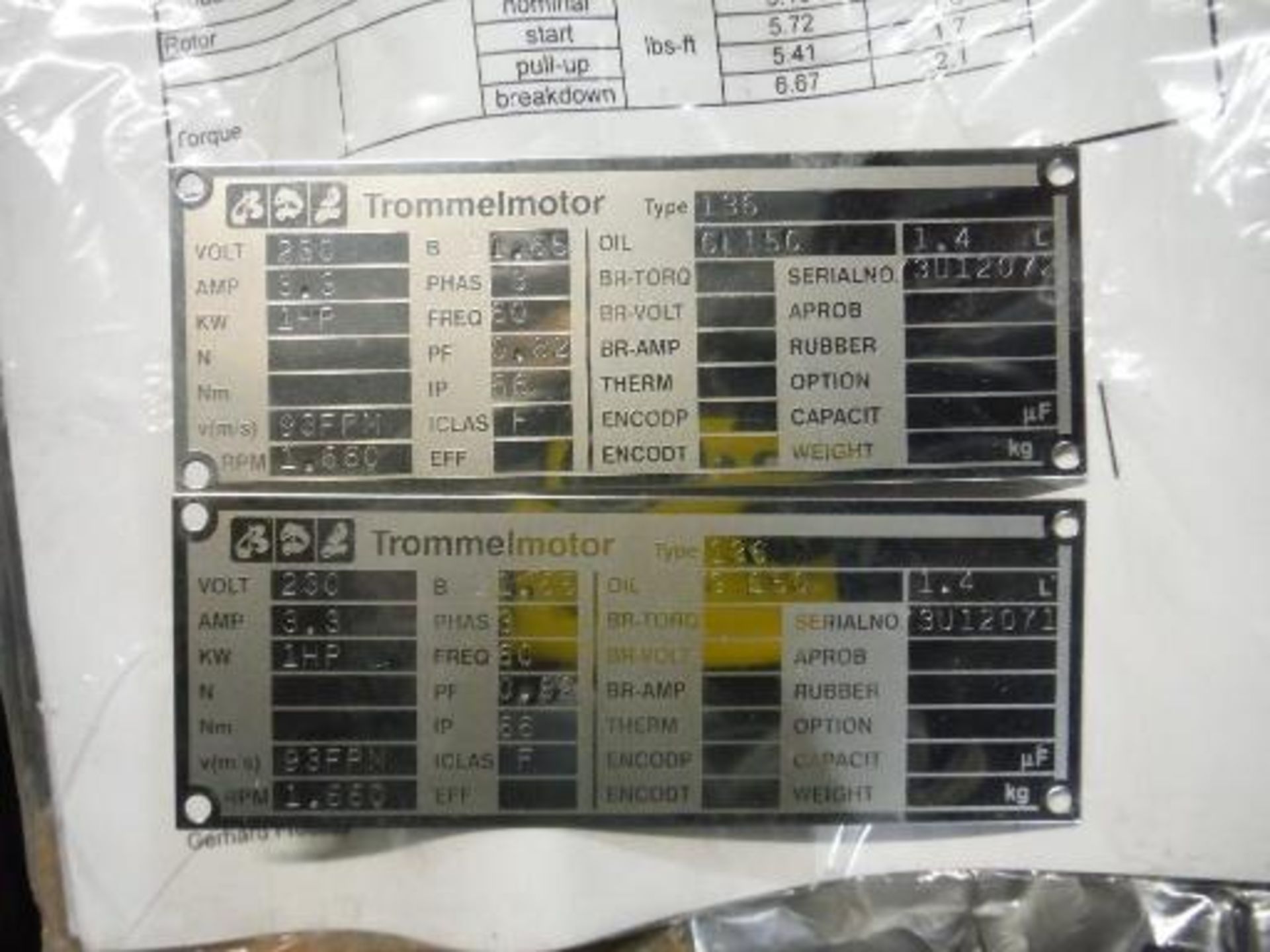 (2) SS 1 hp. drum drives, type 136, SN 73U12072 & 73U12071 6.5 in. dia x 21.5 in. long (LOT) This - Image 4 of 4