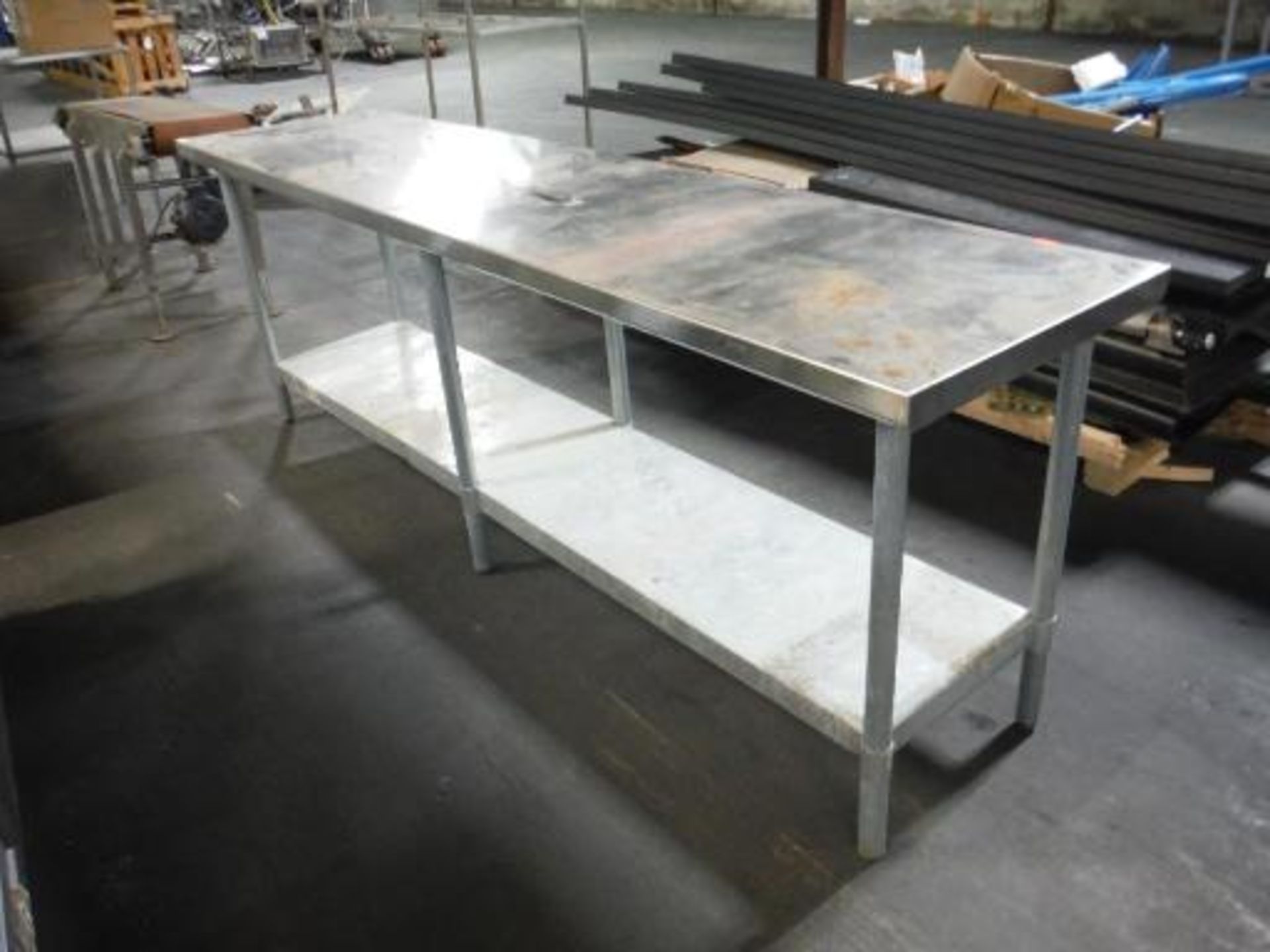 SS table top, 96 in. long x 24 in. wide x 34 in. tall, galvanized frame This item is located in