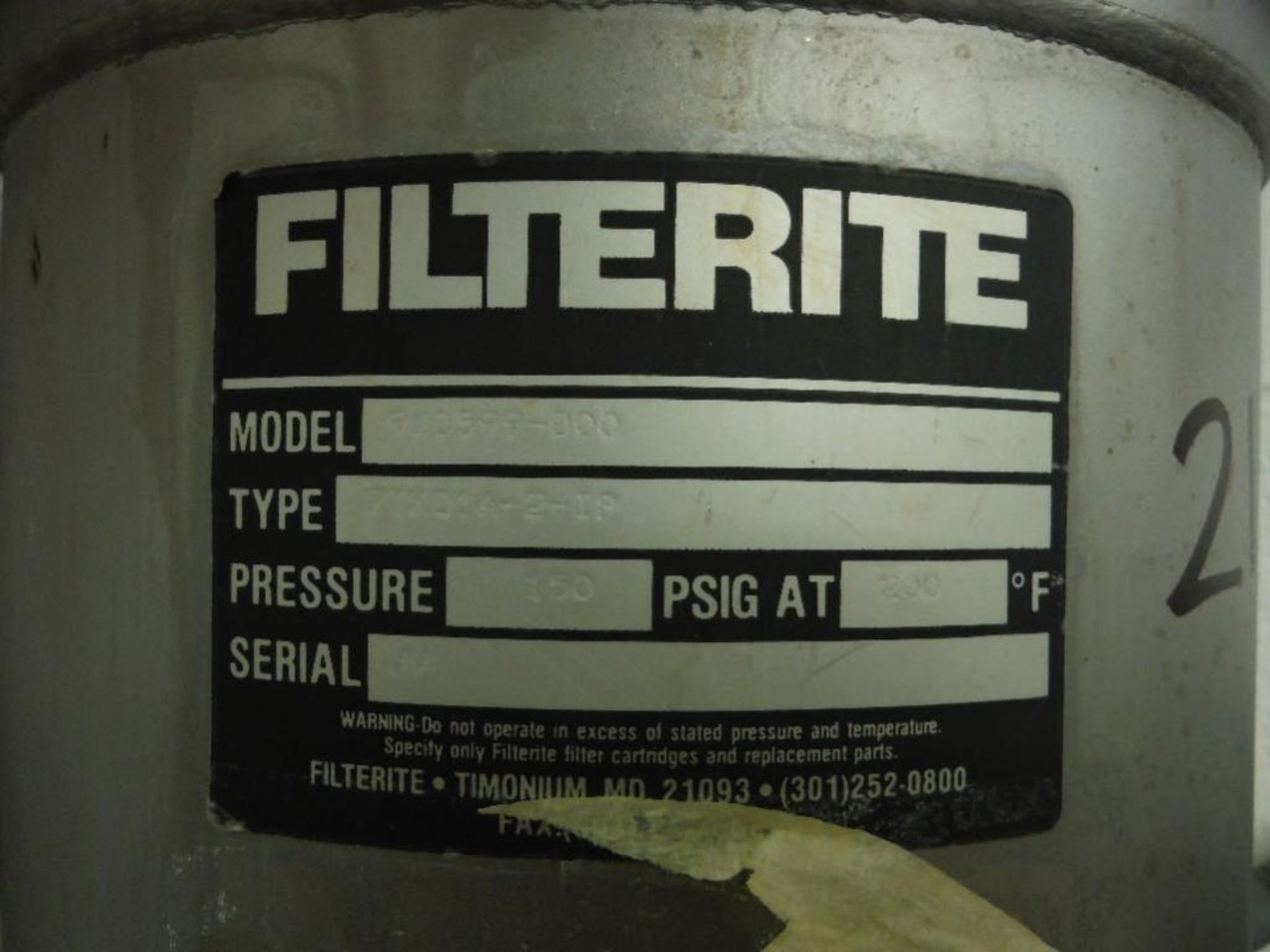 Filterite filter w/ meter, Model: 910599-000 / Rigging Fee: $20 - Image 2 of 2