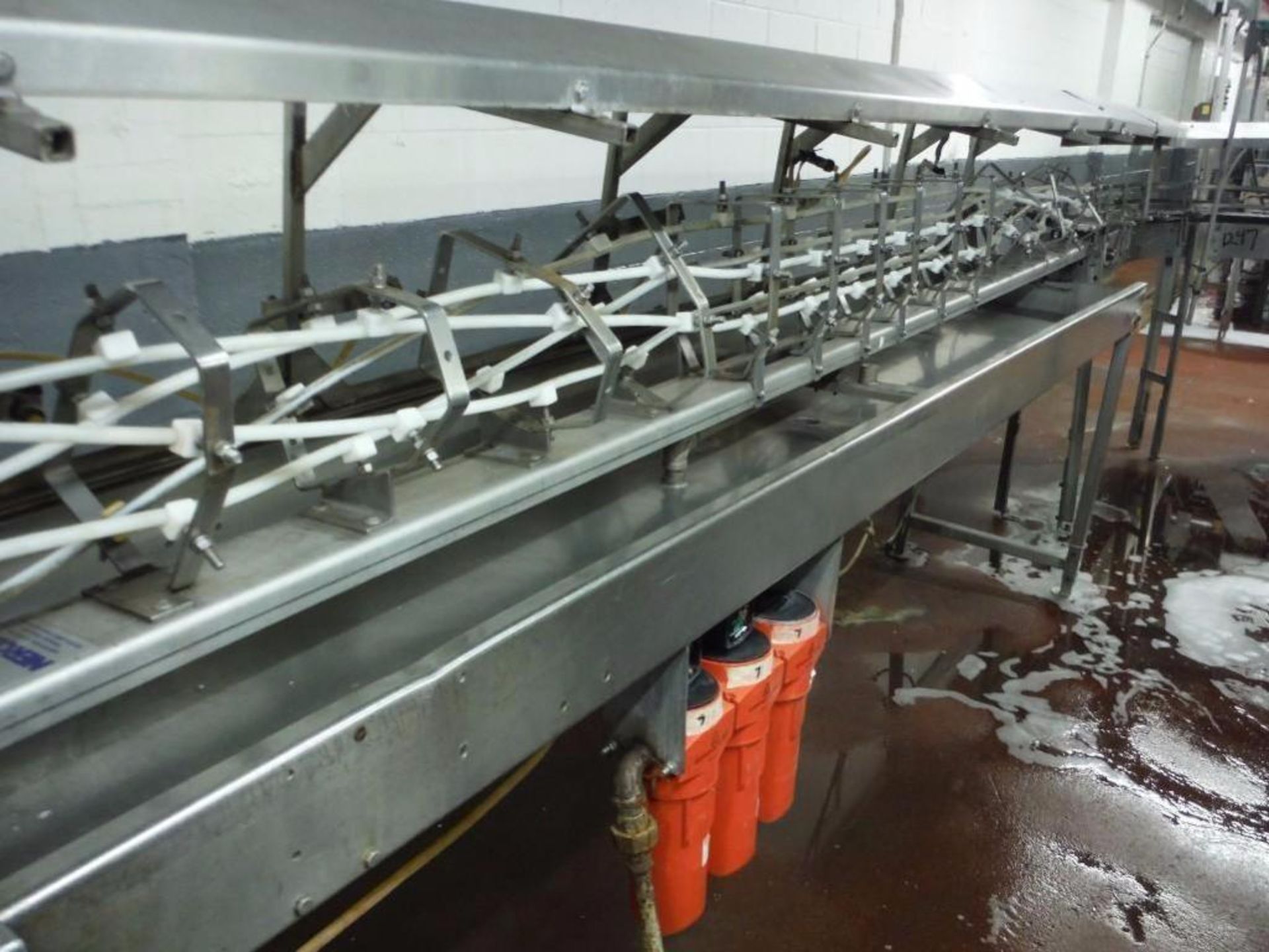 15ft S.S. Table Top Conveyor, 4 1/2in belt, w/ 12ft rinser inverter, (Nercon) 12ft x 22in x 36in - Image 3 of 3