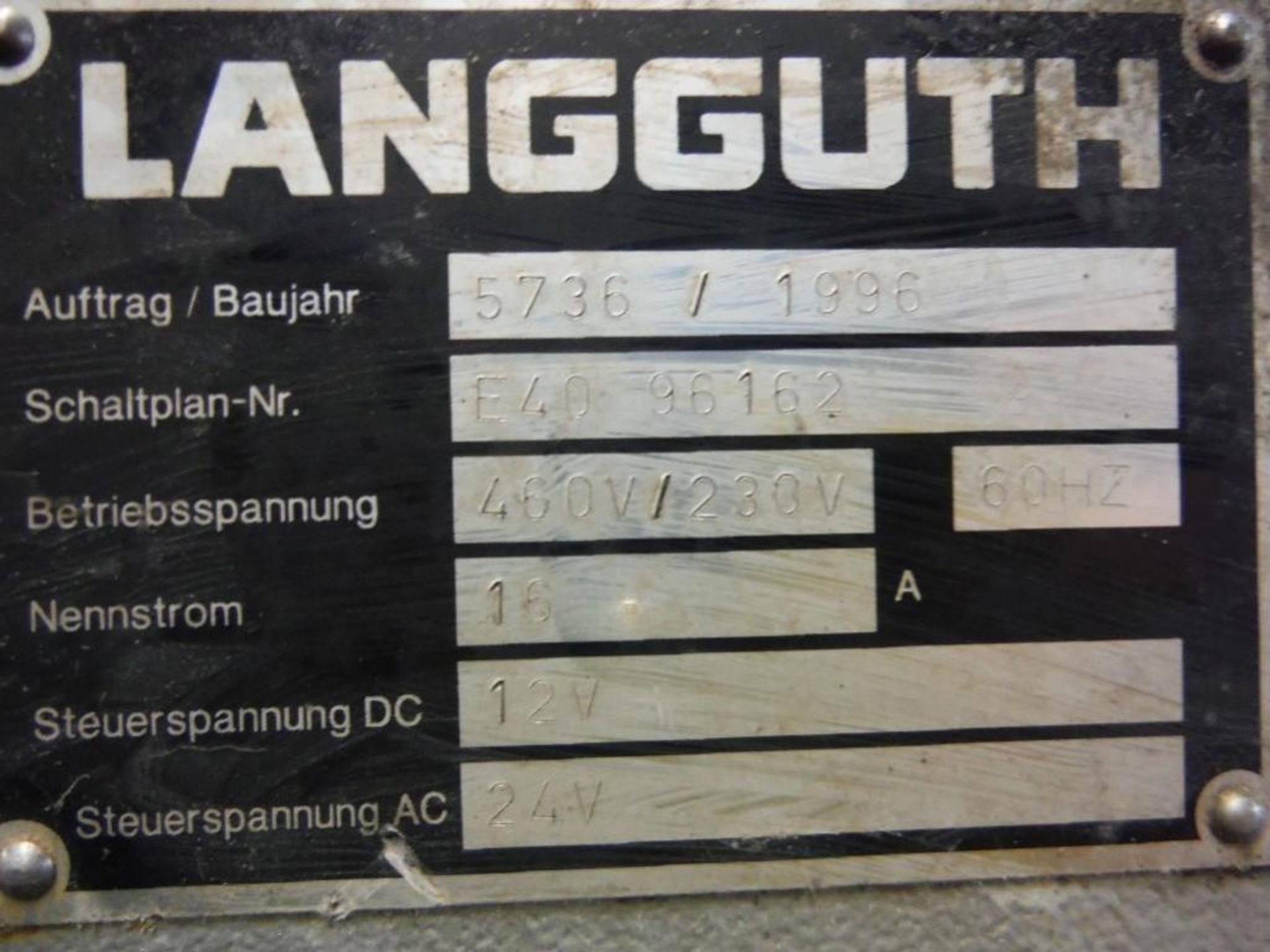 Langguth Labeler w/ Nordson Hot Gluer, Model: 5736/1996, S/N: E40 96162  Rigging Fee: $500 - Image 7 of 8