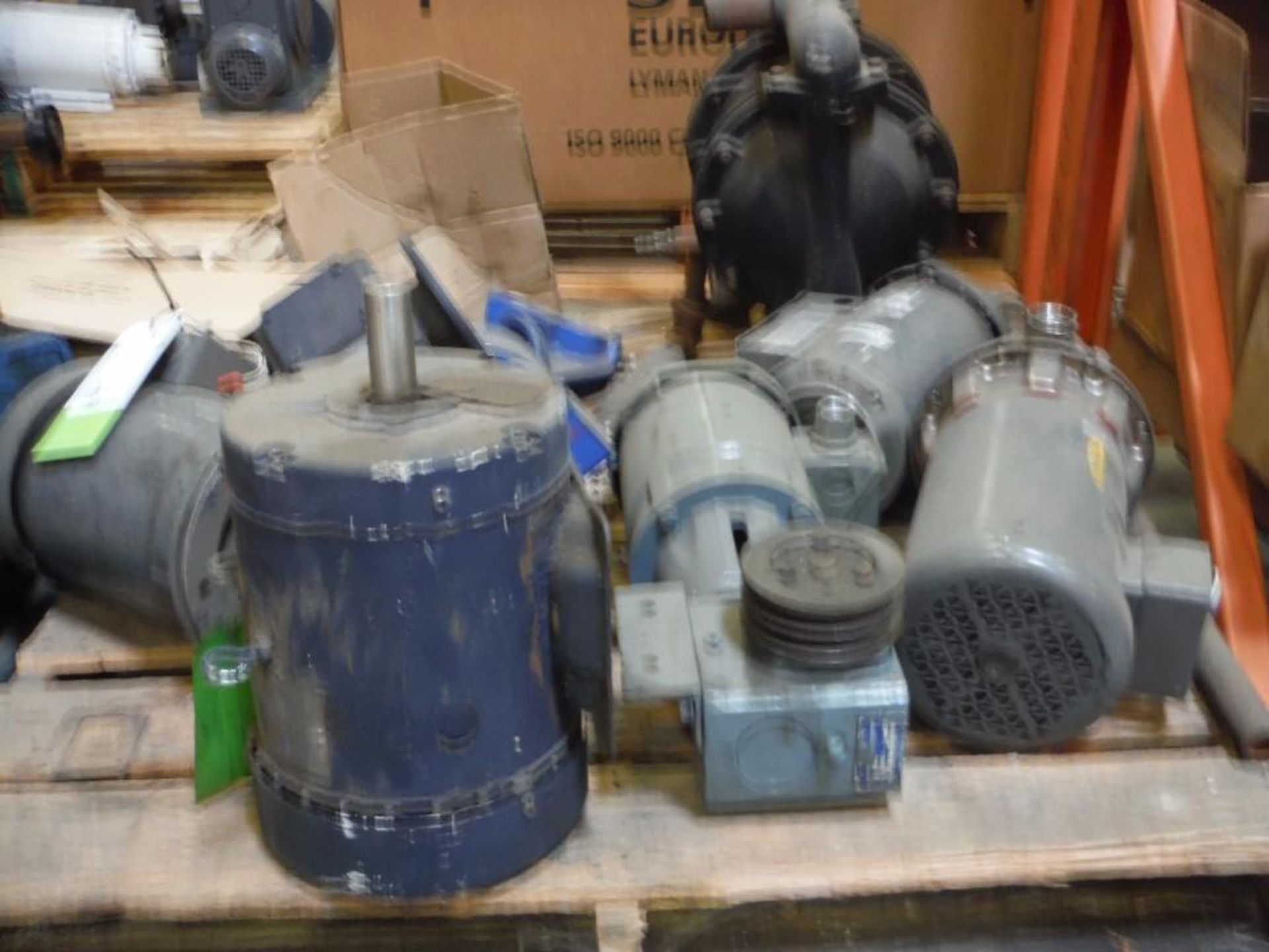 (4) Pallets of Miscellaneous motors, drives, and gearboxes (LOT)  Rigging Fee: $40