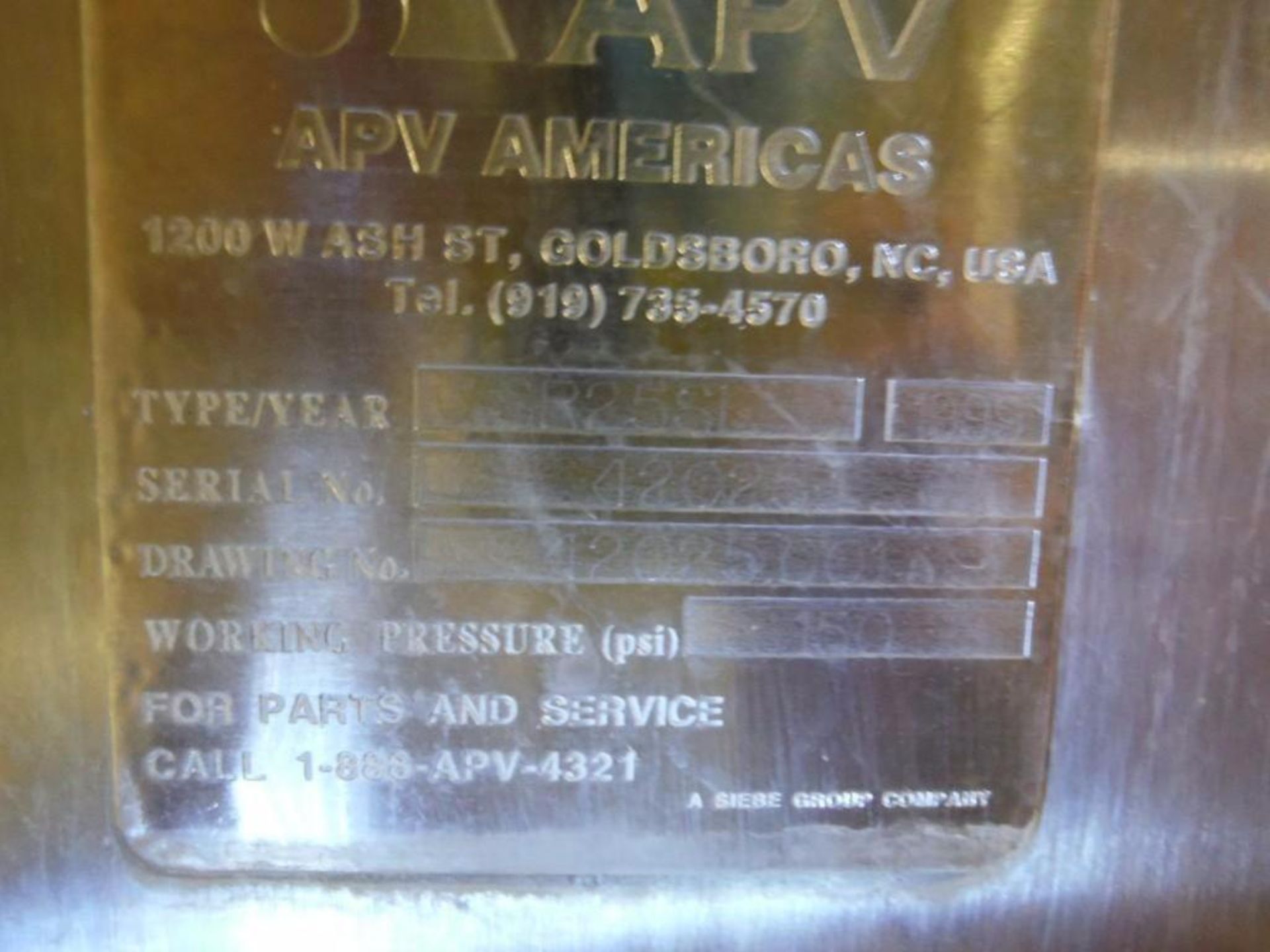 S.S. APV Plate Heat Exchanger, 16in x 16in x 35in, Type: SR25SL, S/N: 420251  Rigging Fee: $1500 - Image 3 of 3