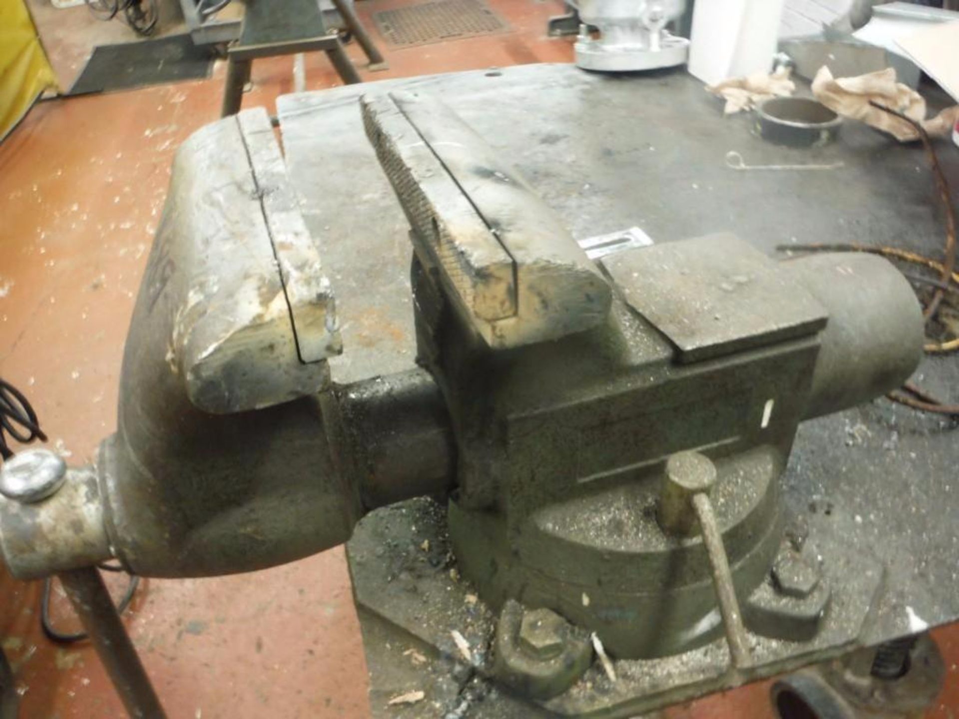 Welding Steel Table w/ vise, 68in x 45in x 36in  Rigging Fee: $25 - Image 2 of 2