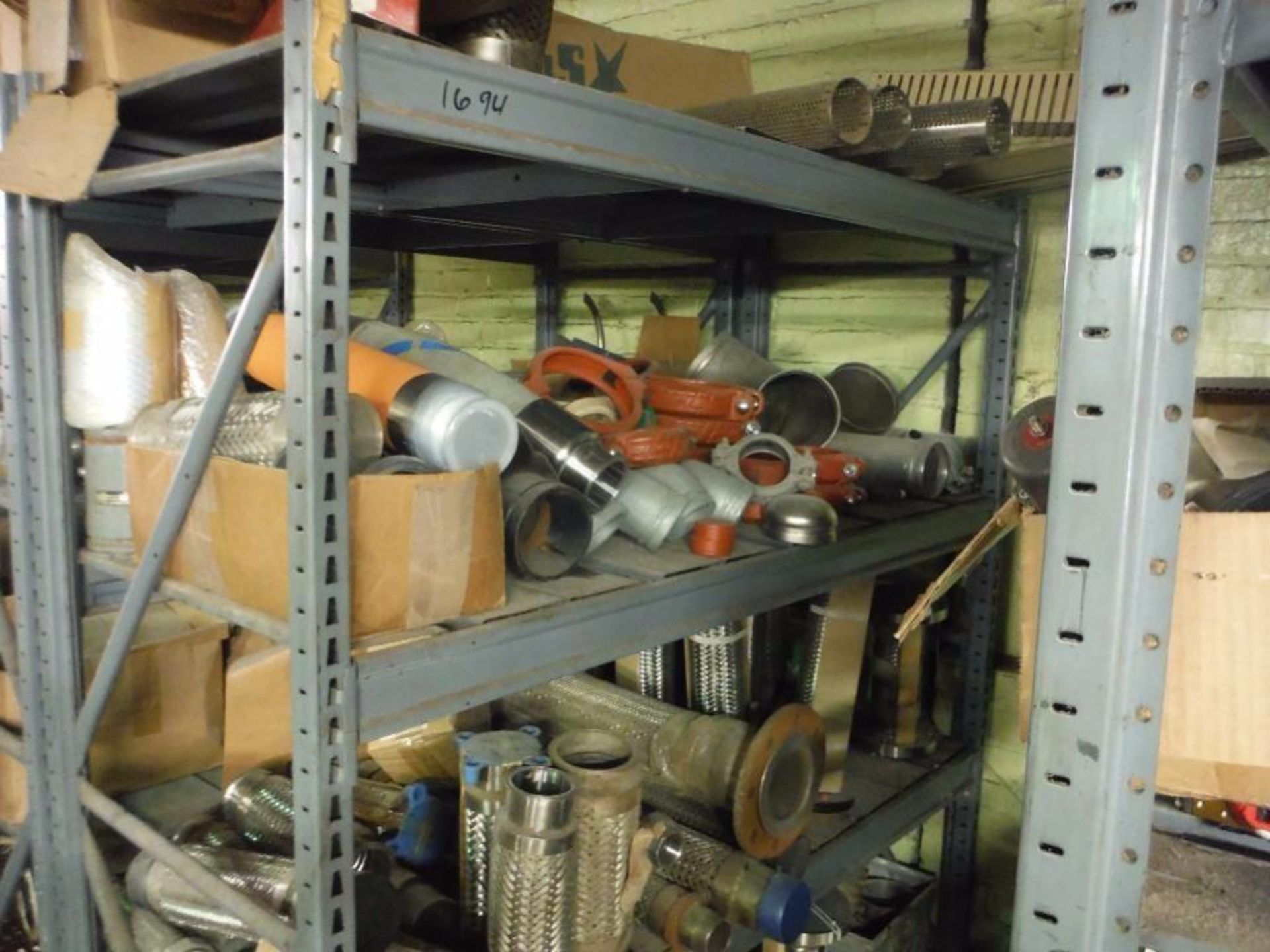 10 Shelves & content: Miscellaneous valves, fittings, brushes, and parts  Rigging Fee: $1000 - Image 11 of 14