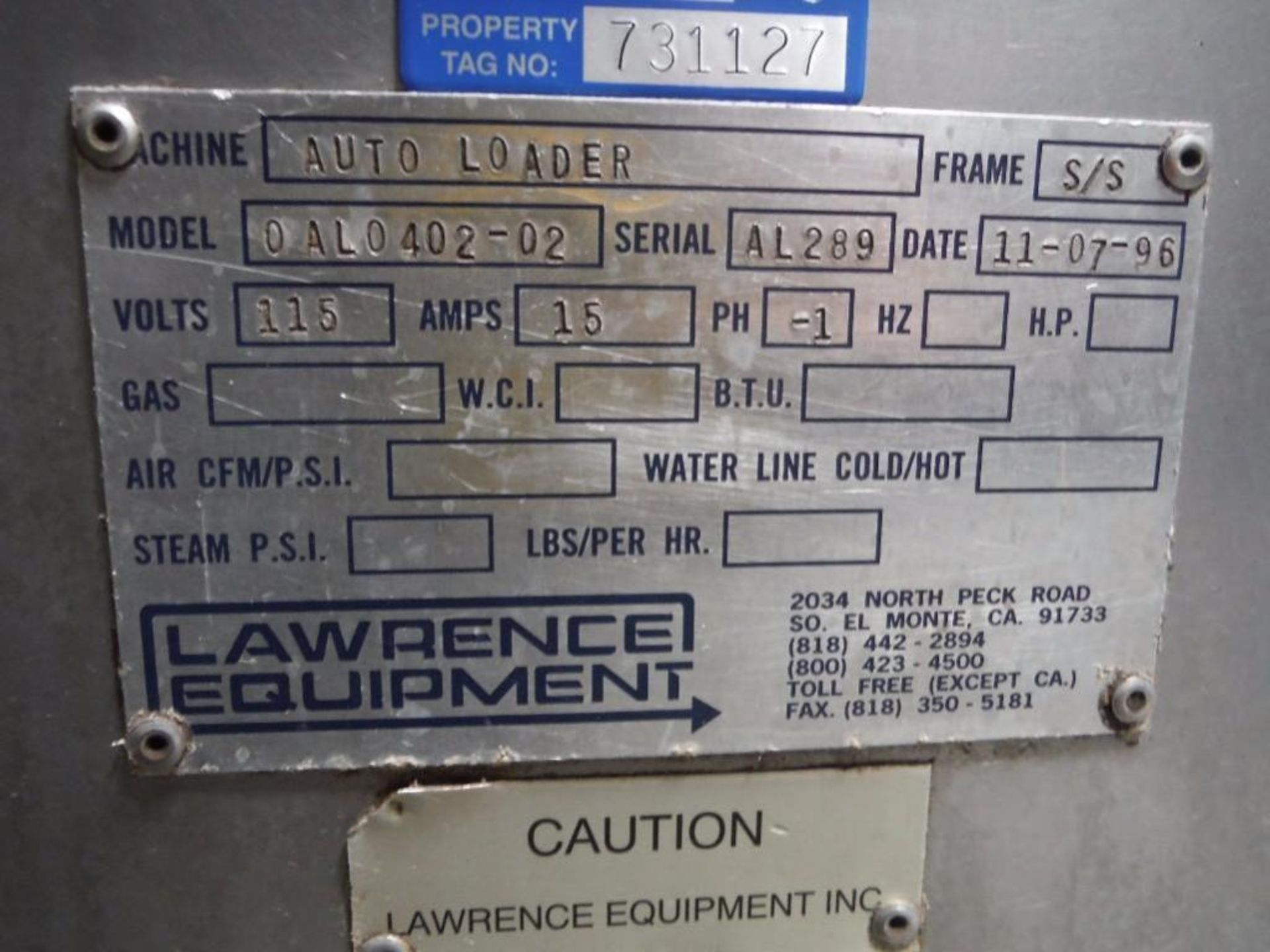 Lawrence equipment autloader proofer, Model 0AL0402-01, SN AL290 / Rigging Fee: $2410 - Image 8 of 8