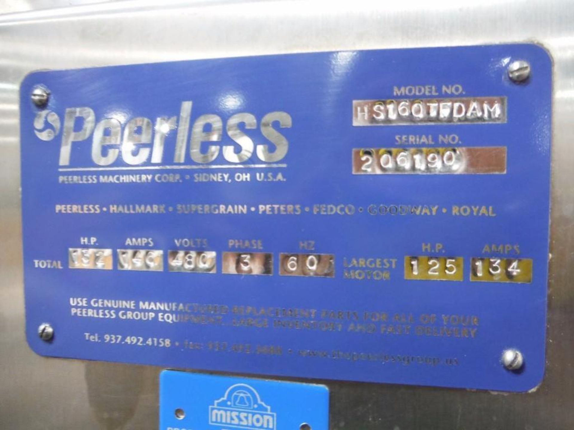 SS Peerless rollerbar mixer, HS160TFDAM, SN 206190, 125/62.5hp, Allen-Bradley PanelView plus 1000 to - Image 12 of 12