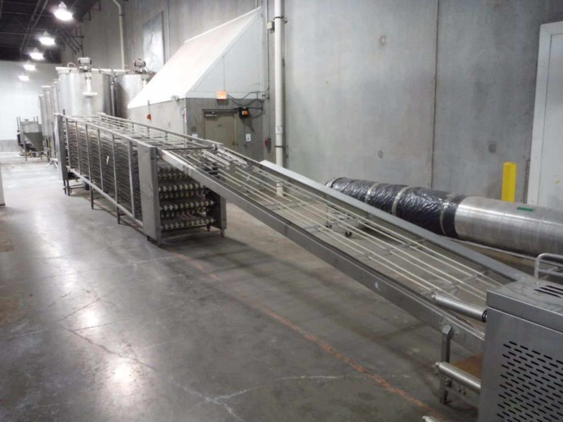 Cooling conveyor, Model 0CC3620-21, SN CC401, 50 ft. long x 36 in. wide, 9 tiers, 2.5 in teir spacin