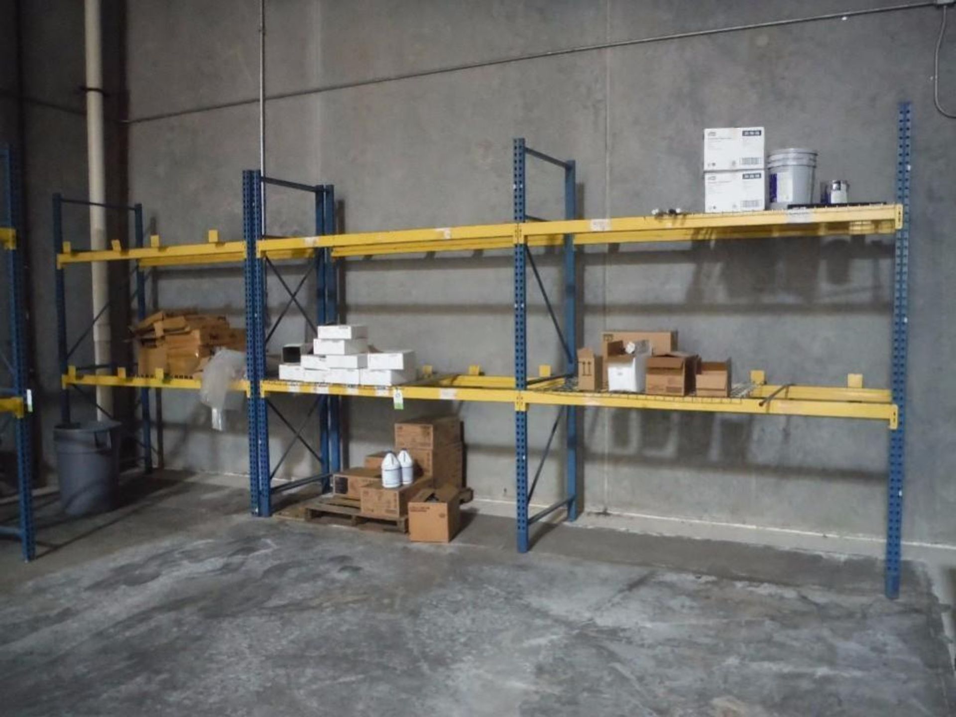 (3) sections of pallet racking, 96 in. long x 42. in deep x 120 in. tall / Rigging Fee: $200