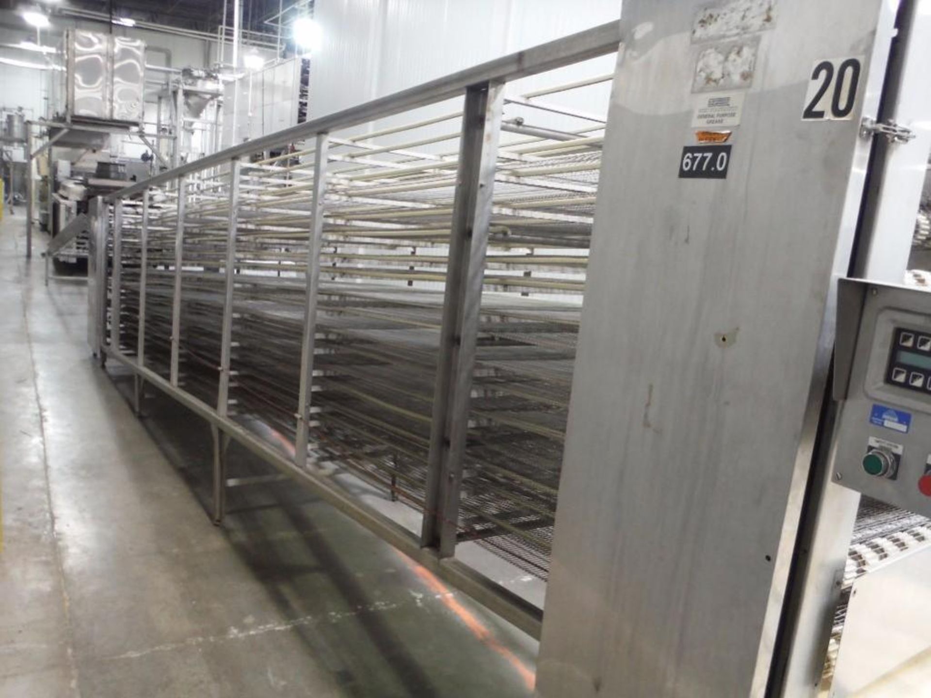 Cooling conveyor, Model 0CC3620-21, SN CC401, 50 ft. long x 36 in. wide, 9 tiers, 2.5 in teir spacin - Image 9 of 9