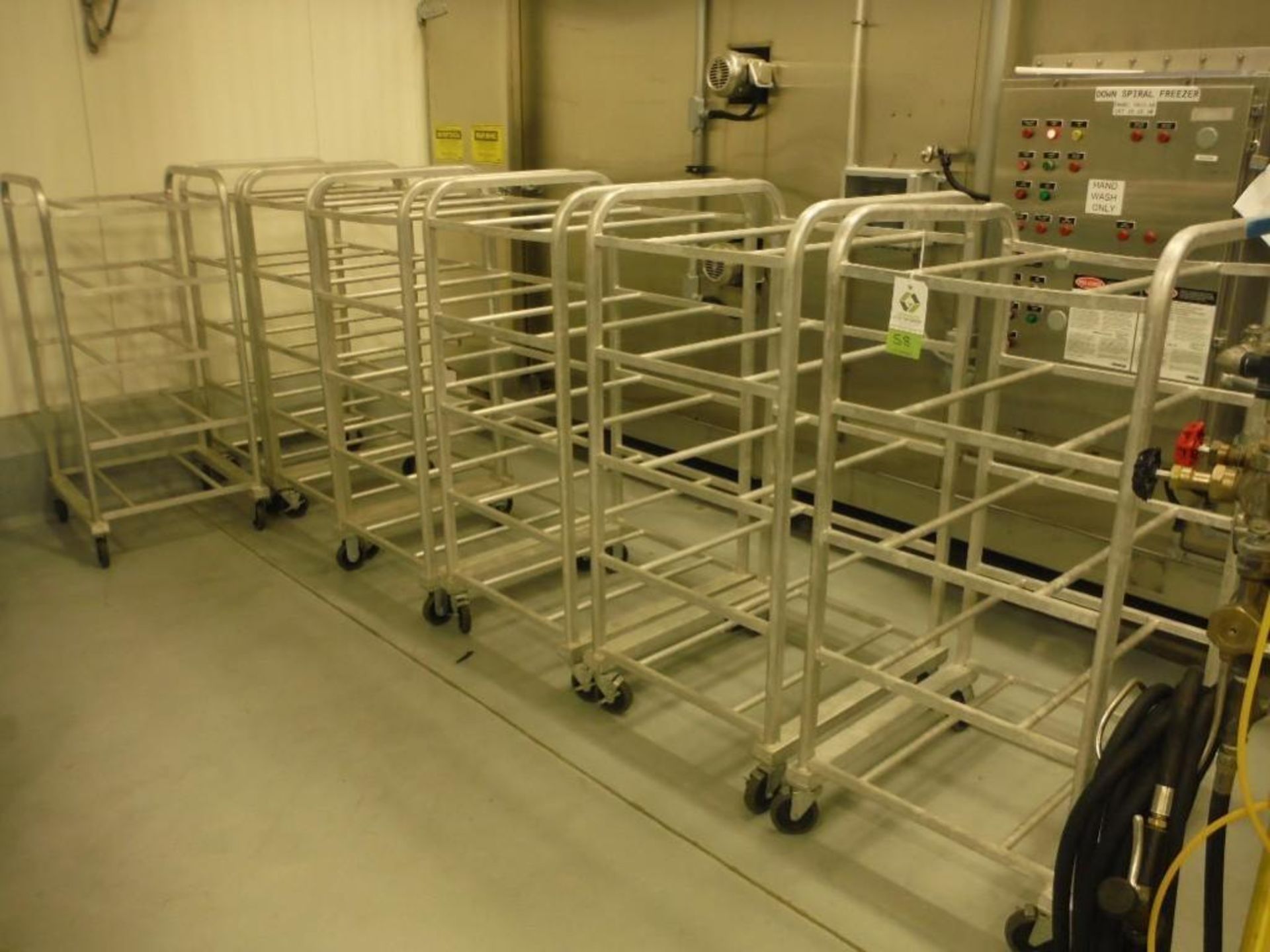 (7) Aluminum tubs carts, 31 in. long x 25 in. wide x 60 in. tall, 11 in. spacing (EACH)