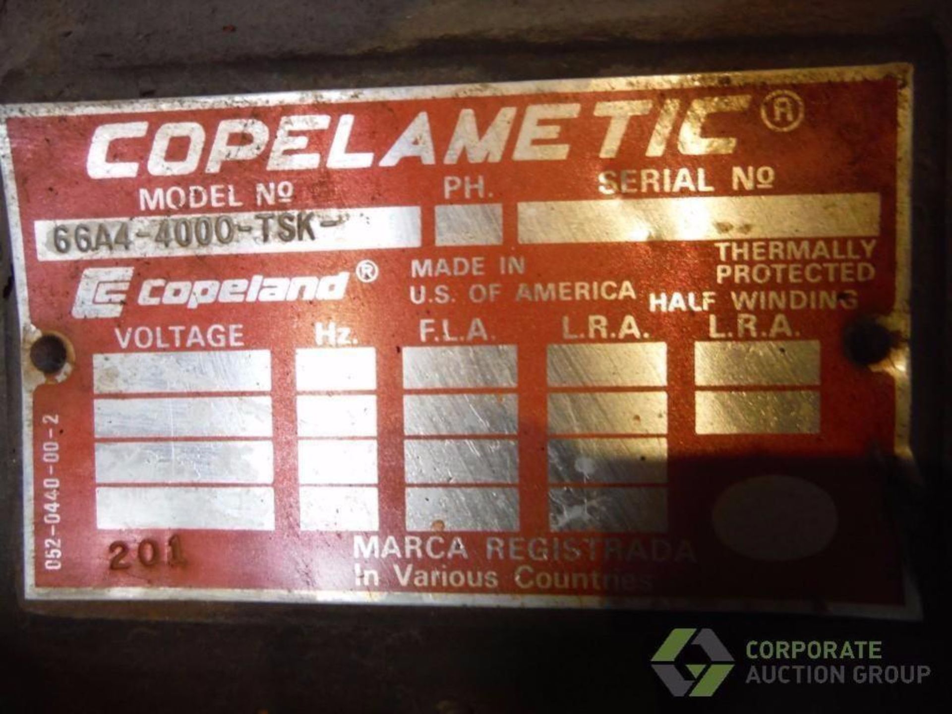 Copeland Tandem Copelamatic Compressor. Model: 66A4-4000-TSK, S/N: 95D71787, with a Bohn condenser a - Image 4 of 10