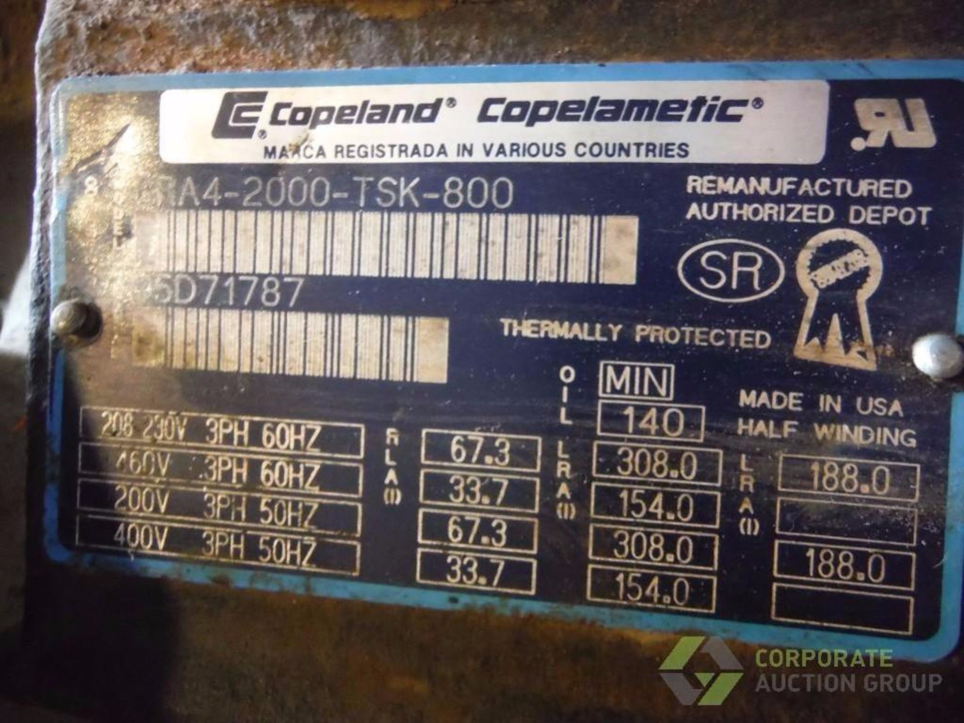 Copeland Tandem Copelamatic Compressor. Model: 66A4-4000-TSK, S/N: 95D71787, with a Bohn condenser a - Image 5 of 10