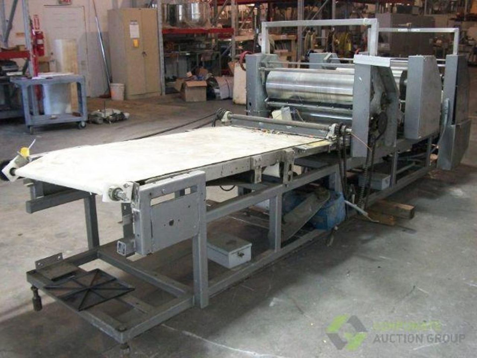 Moline Sheeting Line, includes makeup conveyor and 3 sheeting heads. Sheeting head dimensions: #1 - - Image 3 of 4