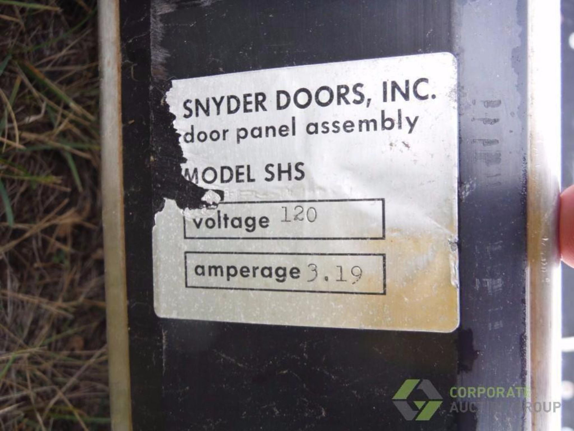 Snyder Doors Inc. SS electric sliding door, 66 in w x 98 in tall. Model: SHS, Volts/Amps: 120/3.19. - Image 6 of 7