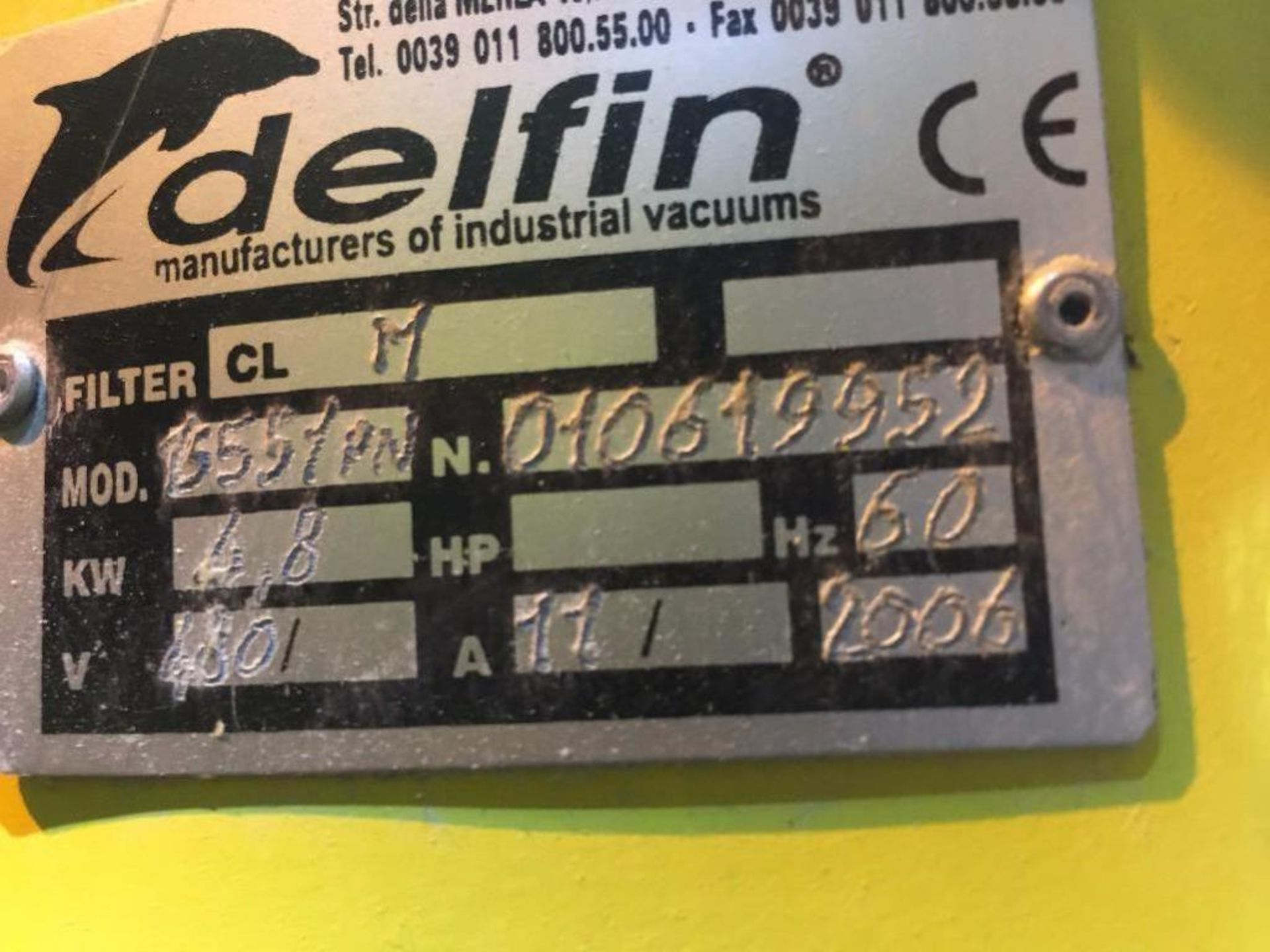 Delfin portable vacuum on wheels, class M, model T5551PN, s/n 010619952, mfg. 2006. ** (Located in - Image 6 of 6