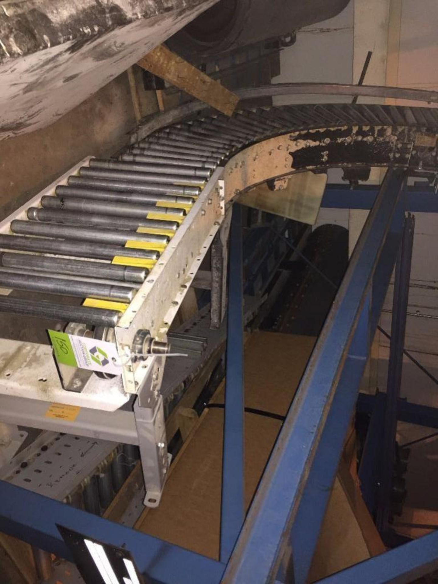 mild steel roller conveyor with 90 degreeturn; SS banded belt section. ** (Located in Fridley, - Image 3 of 3