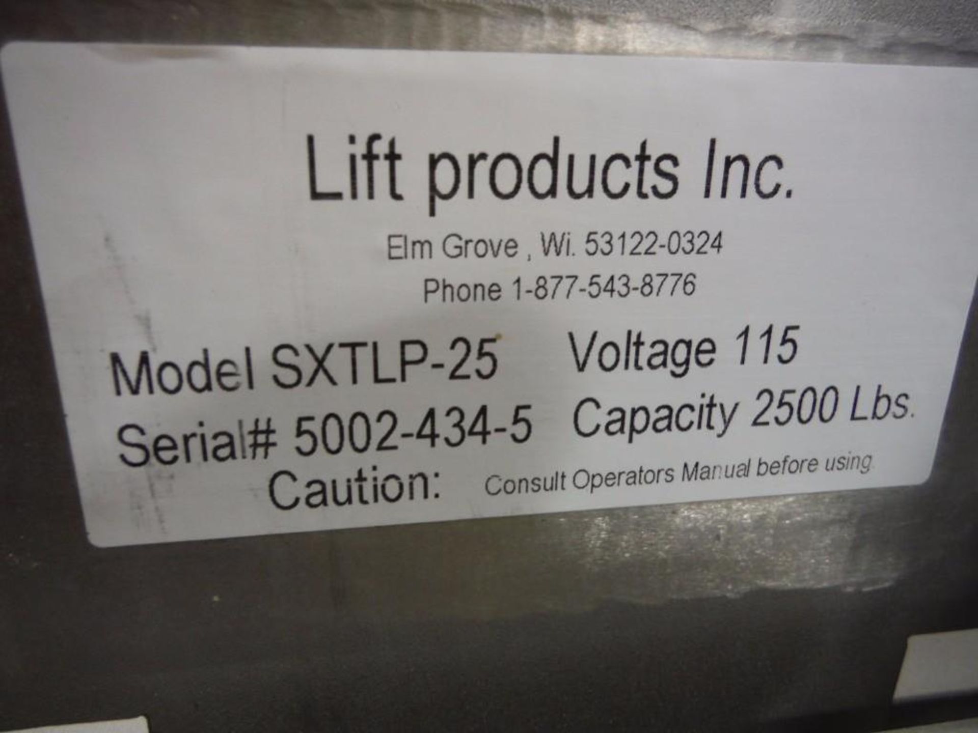 Lift Produces Inc. pallet lifts, Model: SXTLP-25, 2500 lb capacity. (EACH). ** (Located in Forest - Image 2 of 6